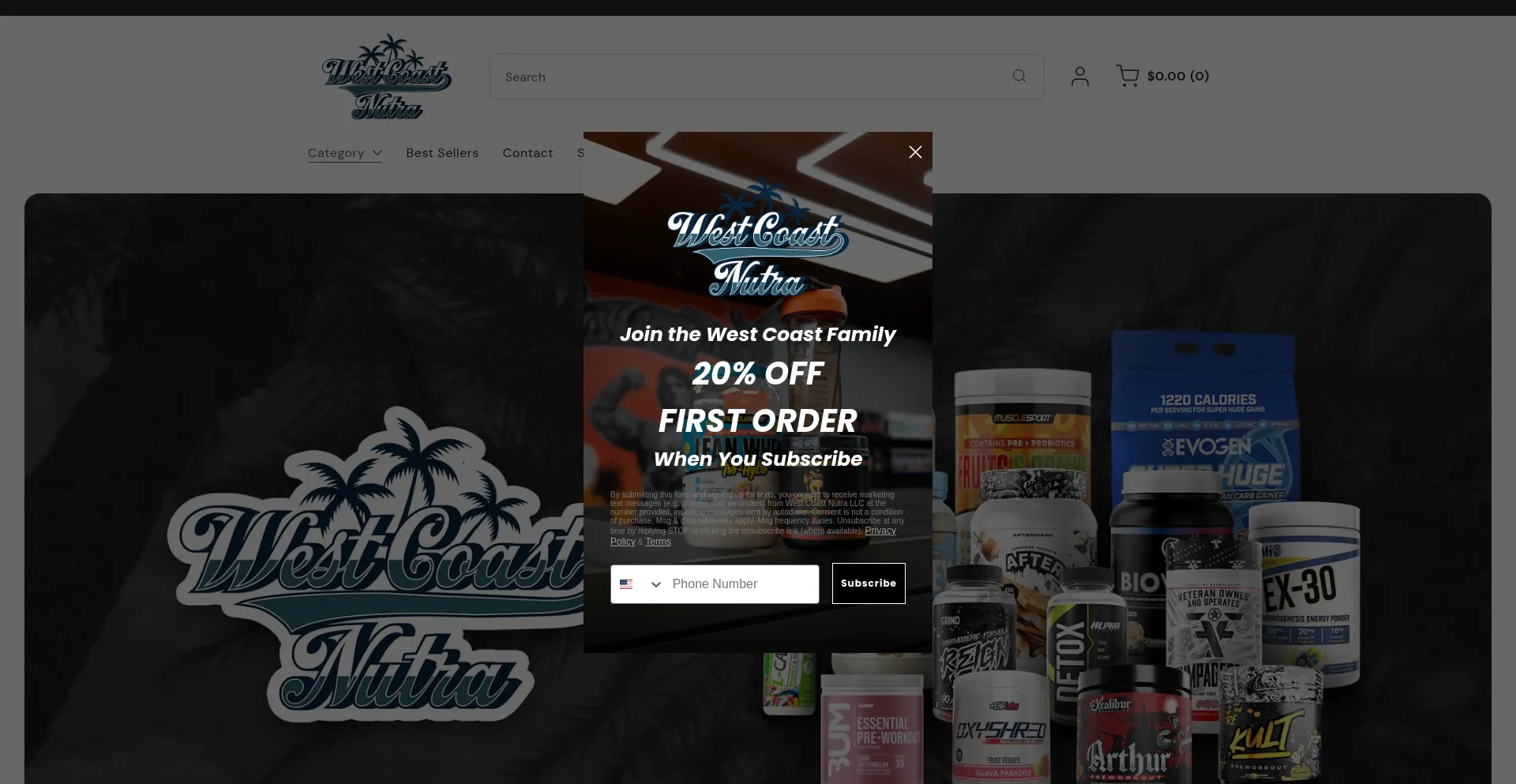 Website screenshot of Westcoastnutra.com