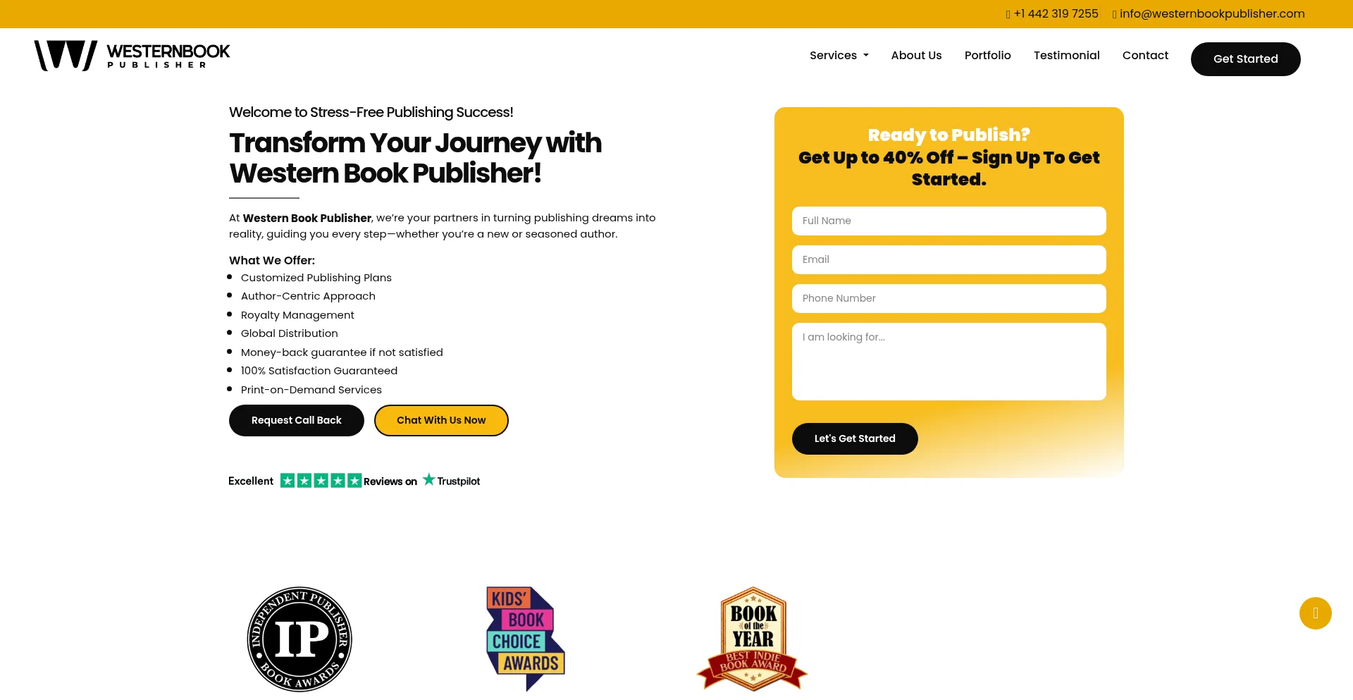 Website screenshot of Westernbookpublisher.com