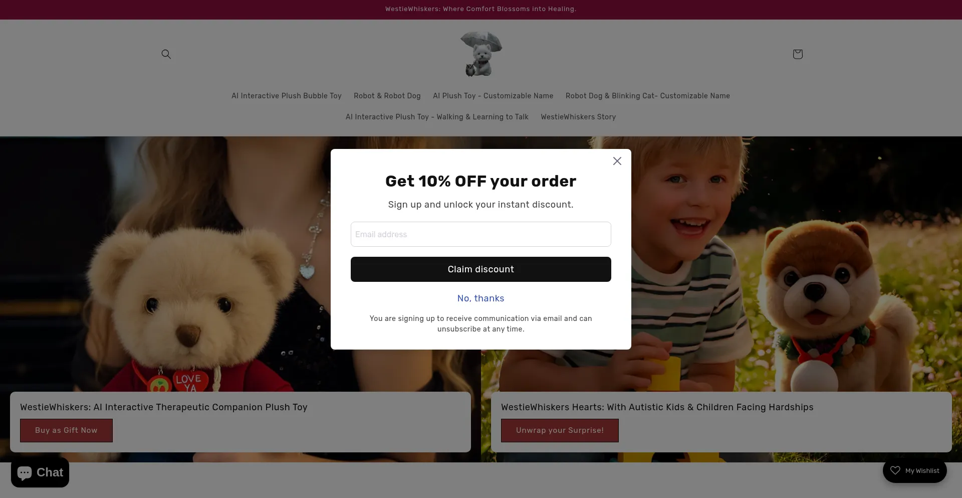 Website screenshot of Westiewhiskers.com