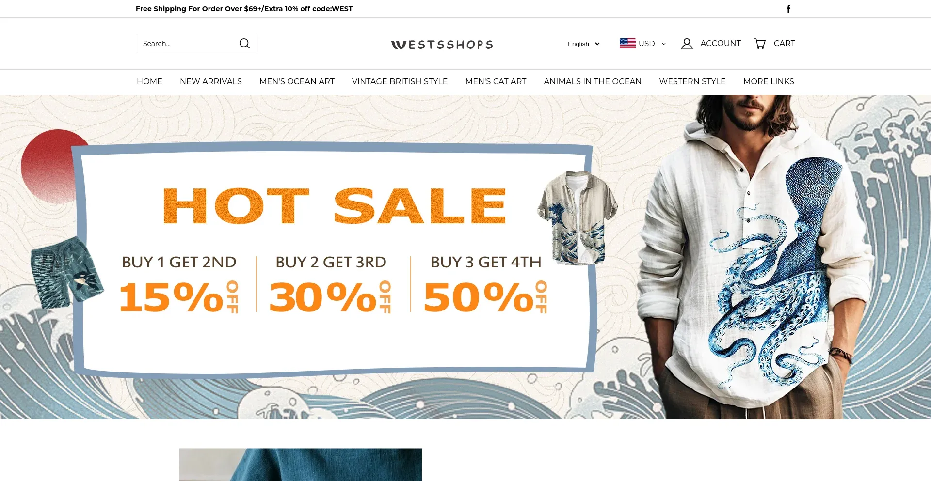Website screenshot of Westsshops.com