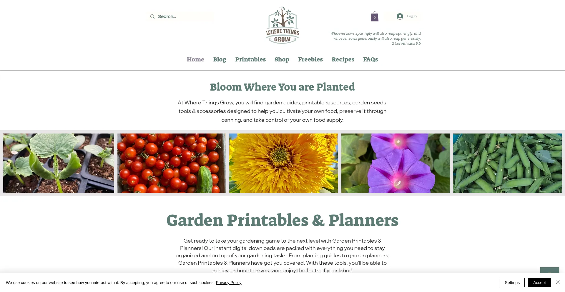Website screenshot of Wherethingsgrow.com