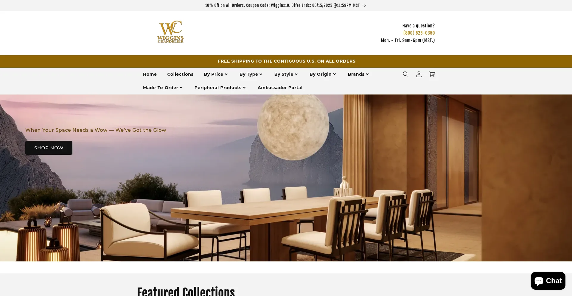 Website screenshot of Wigginschandelier.com