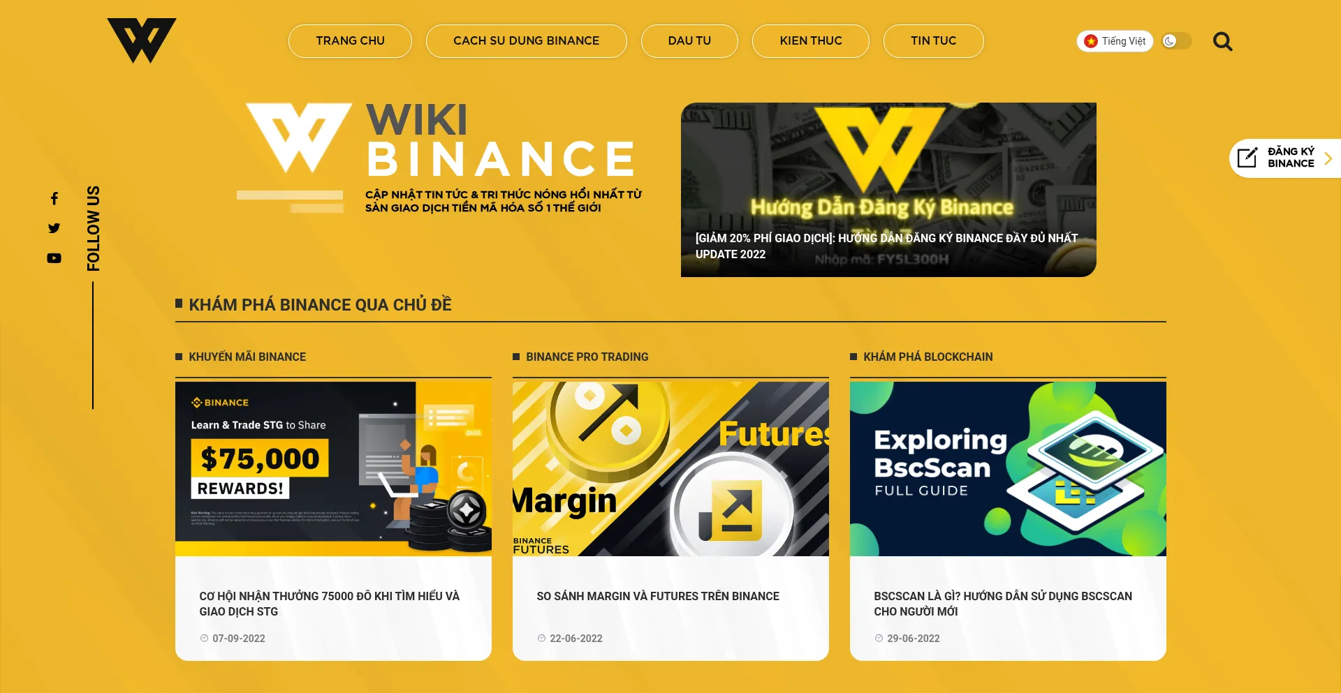 Website screenshot of Wikibinance.com