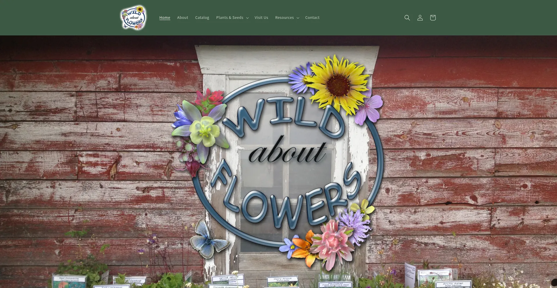Website screenshot of Wildaboutflowers.ca