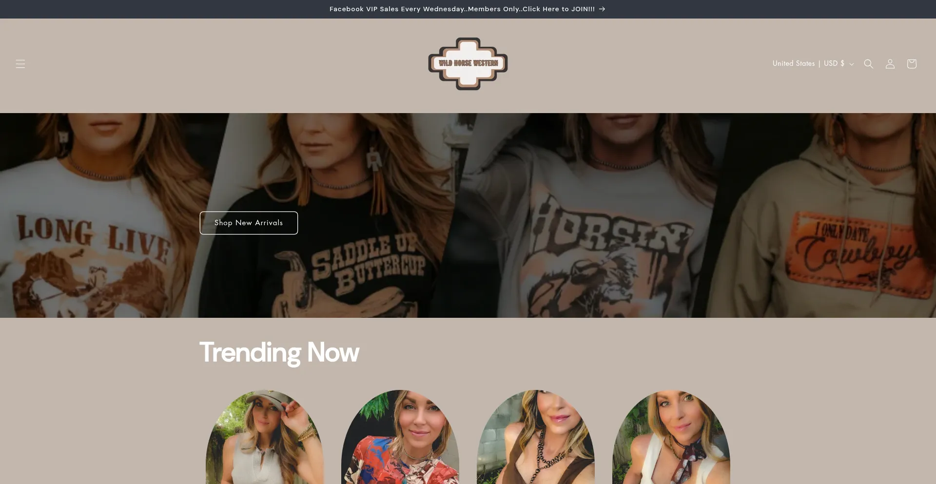 Website screenshot of Wildhorsewestern.com