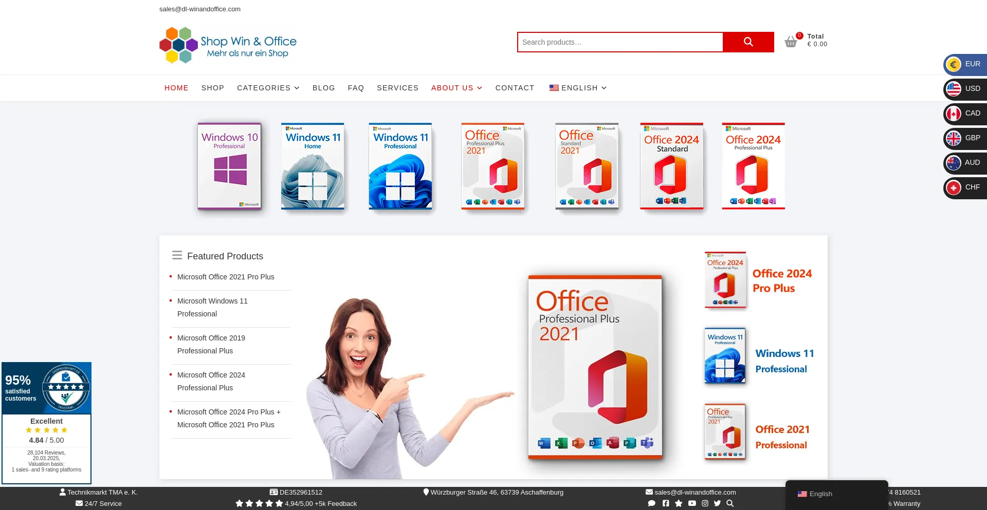 Website screenshot of Winandoffice.com