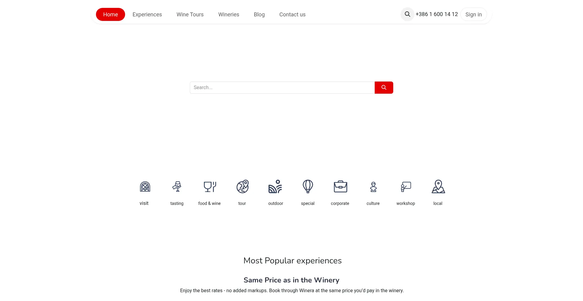 Website screenshot of Winera.com