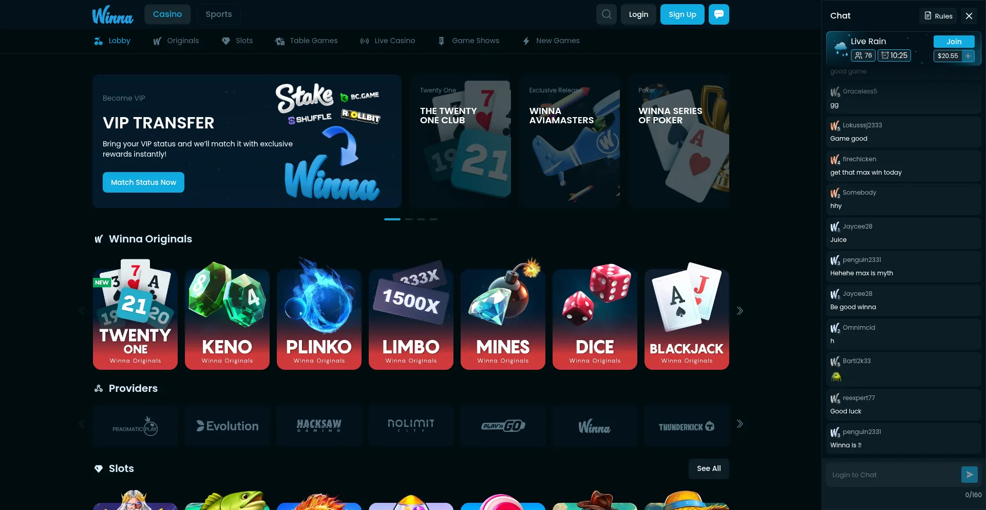 Website screenshot of Winna.com