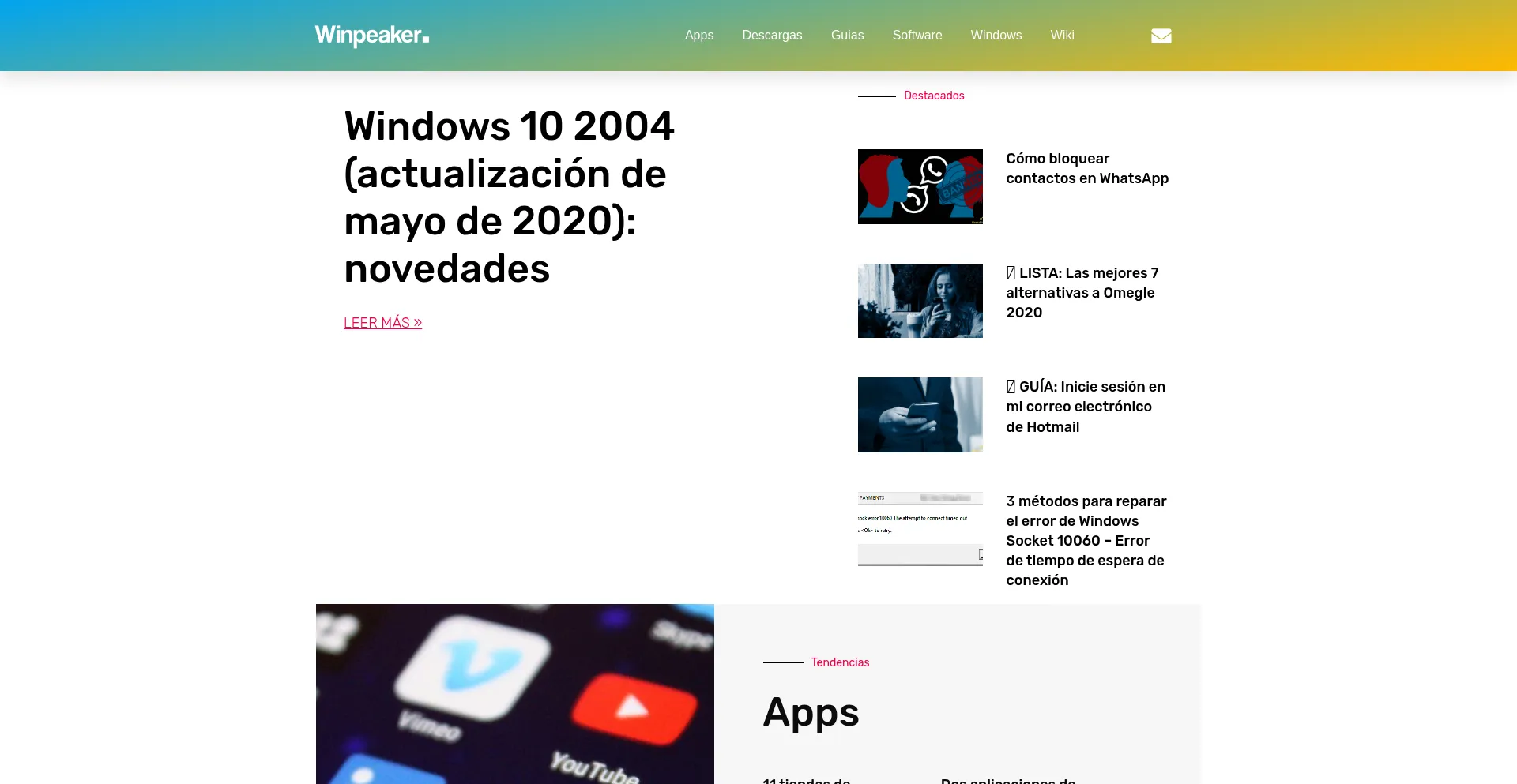Website screenshot of Winpeaker.com