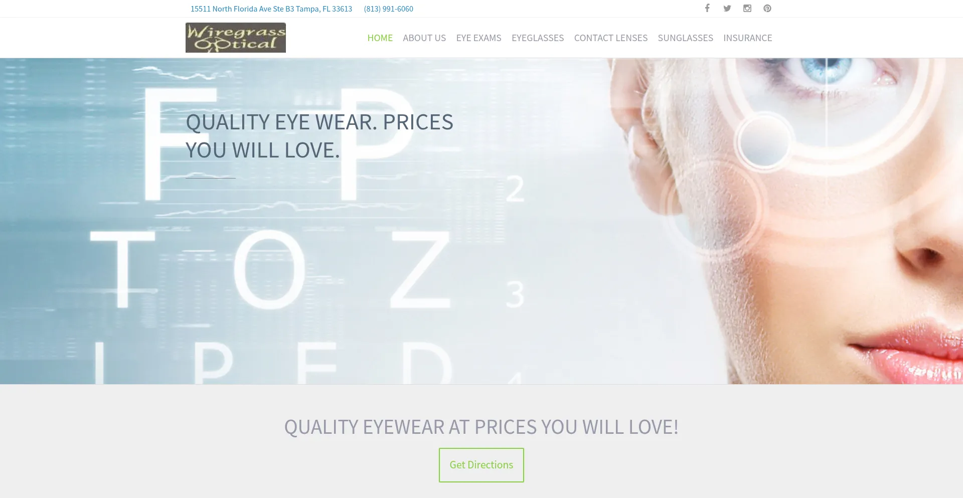 Website screenshot of Wiregrassoptical.com