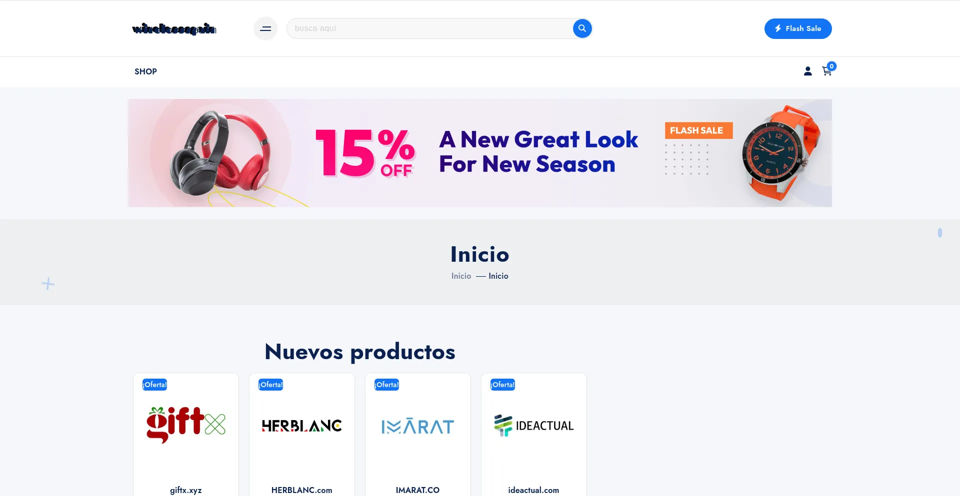 Website screenshot of Wirelessspain.shop
