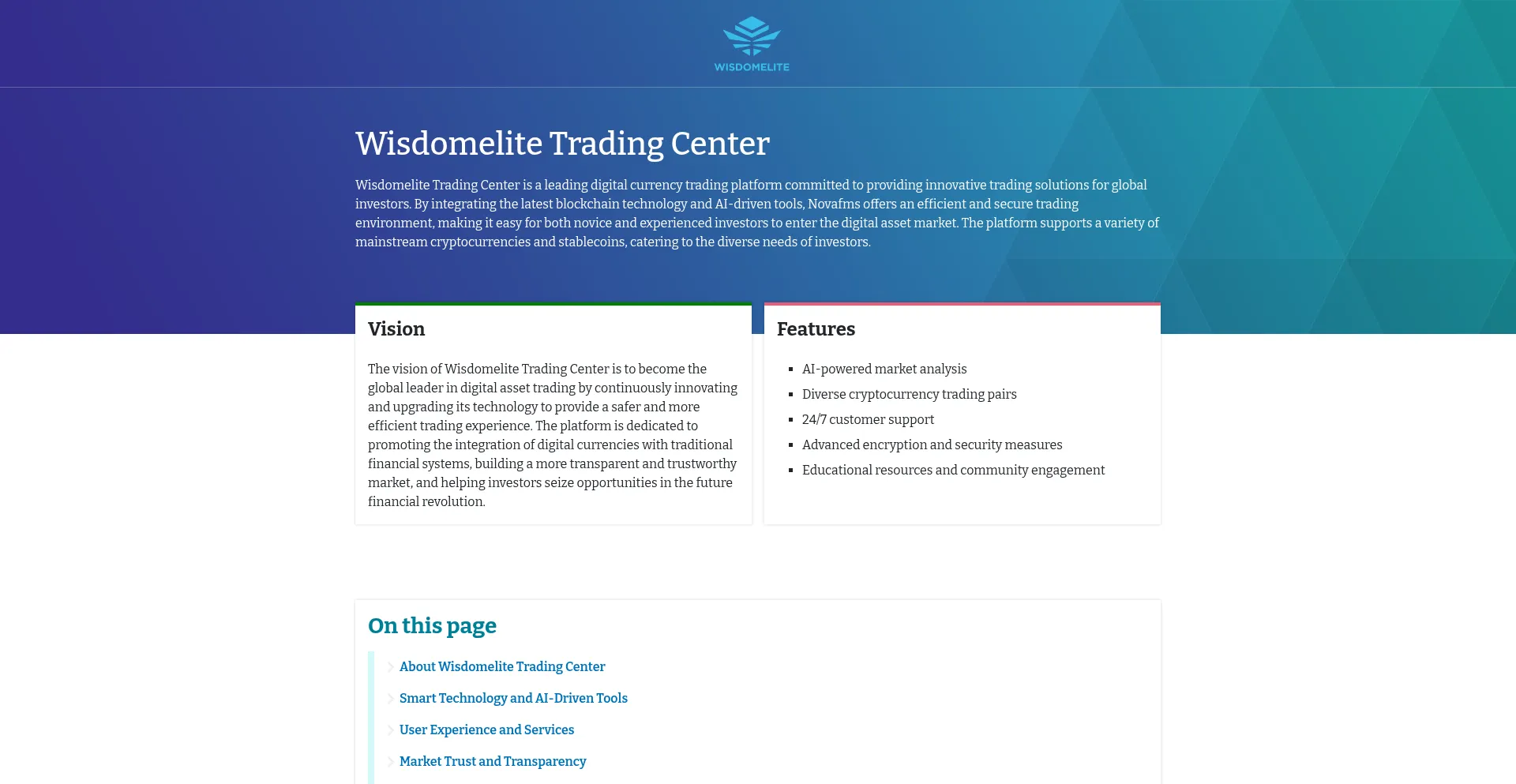 Website screenshot of Wisdomelite-eu.com