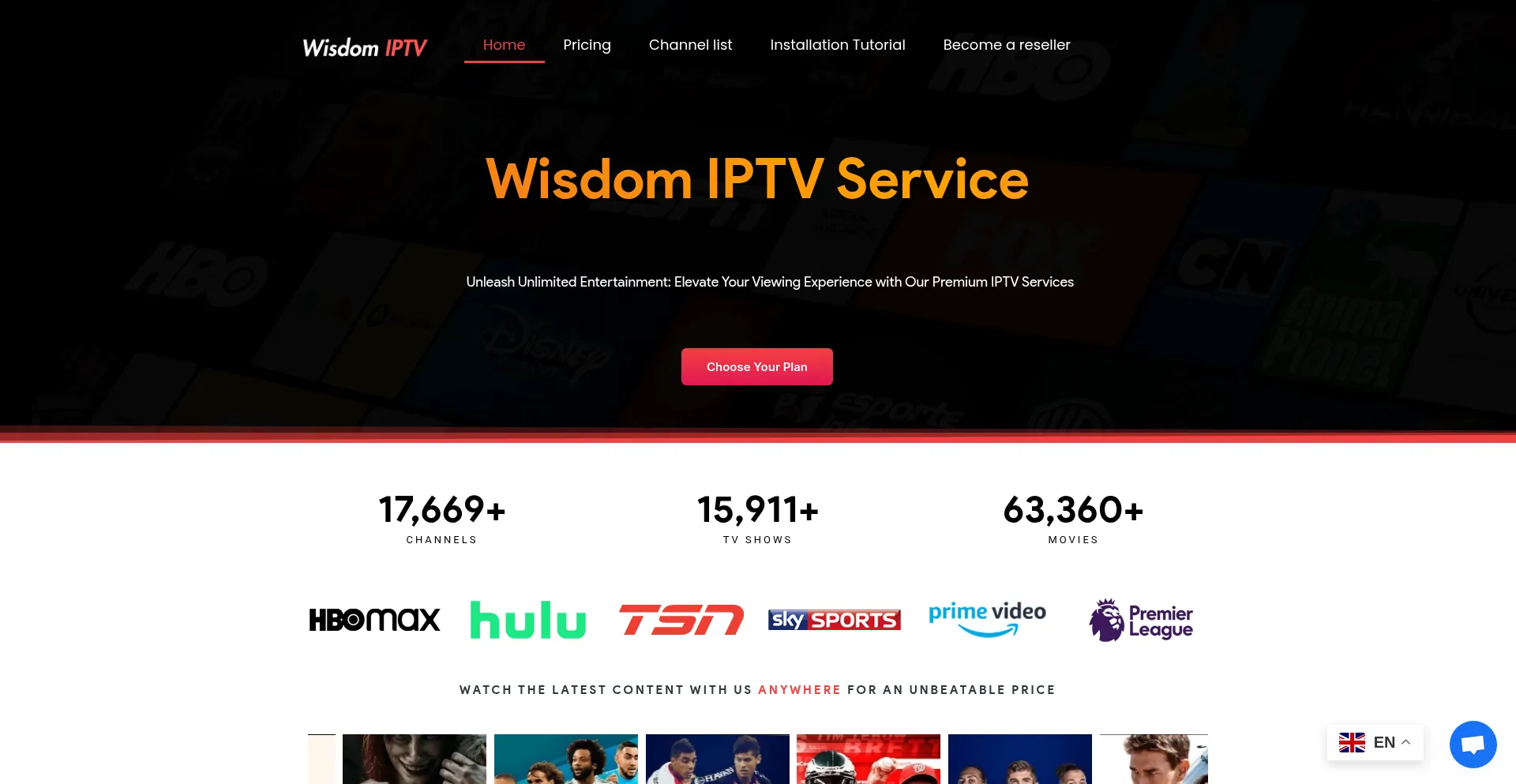Website screenshot of Wisdomiptv.com