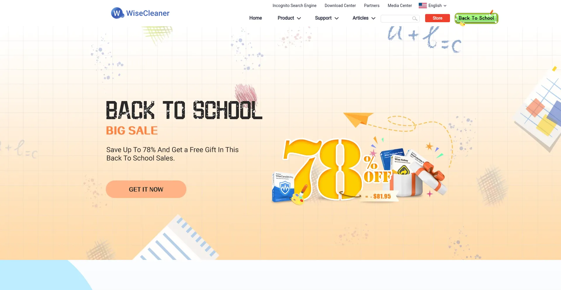 Website screenshot of Wisecleaner.com