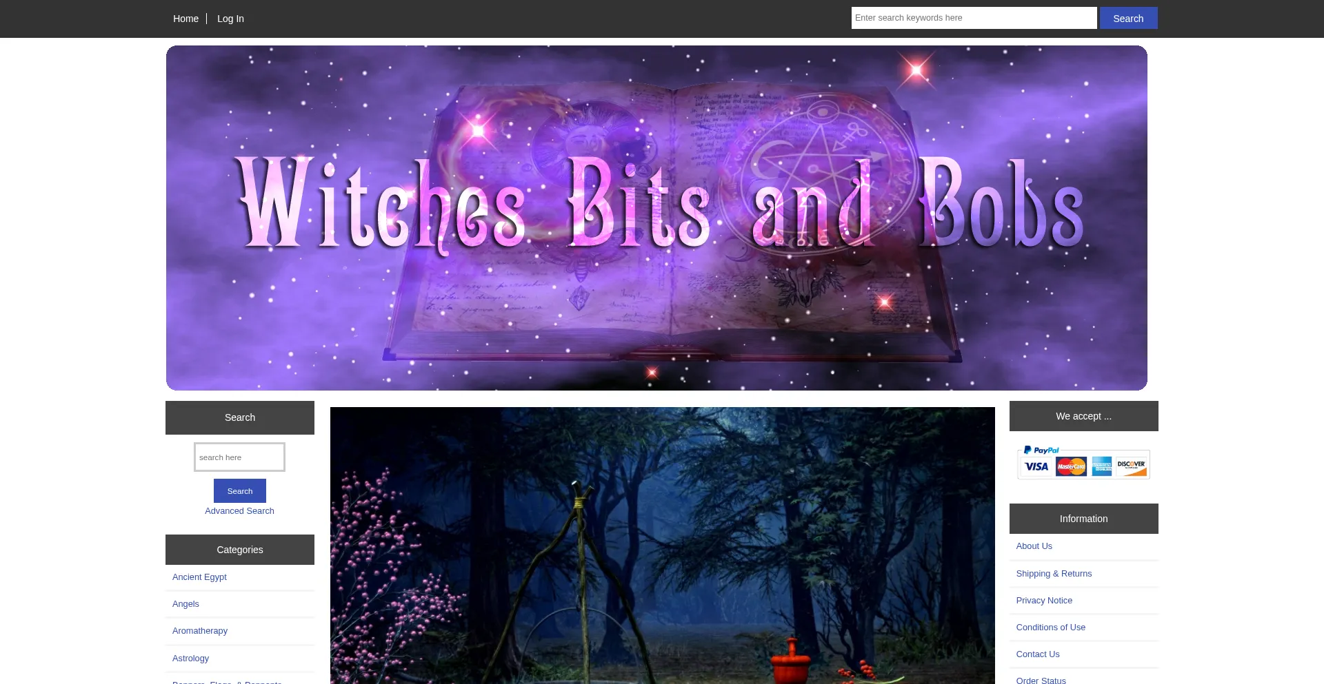 Website screenshot of Witchesbitsandbobs.com