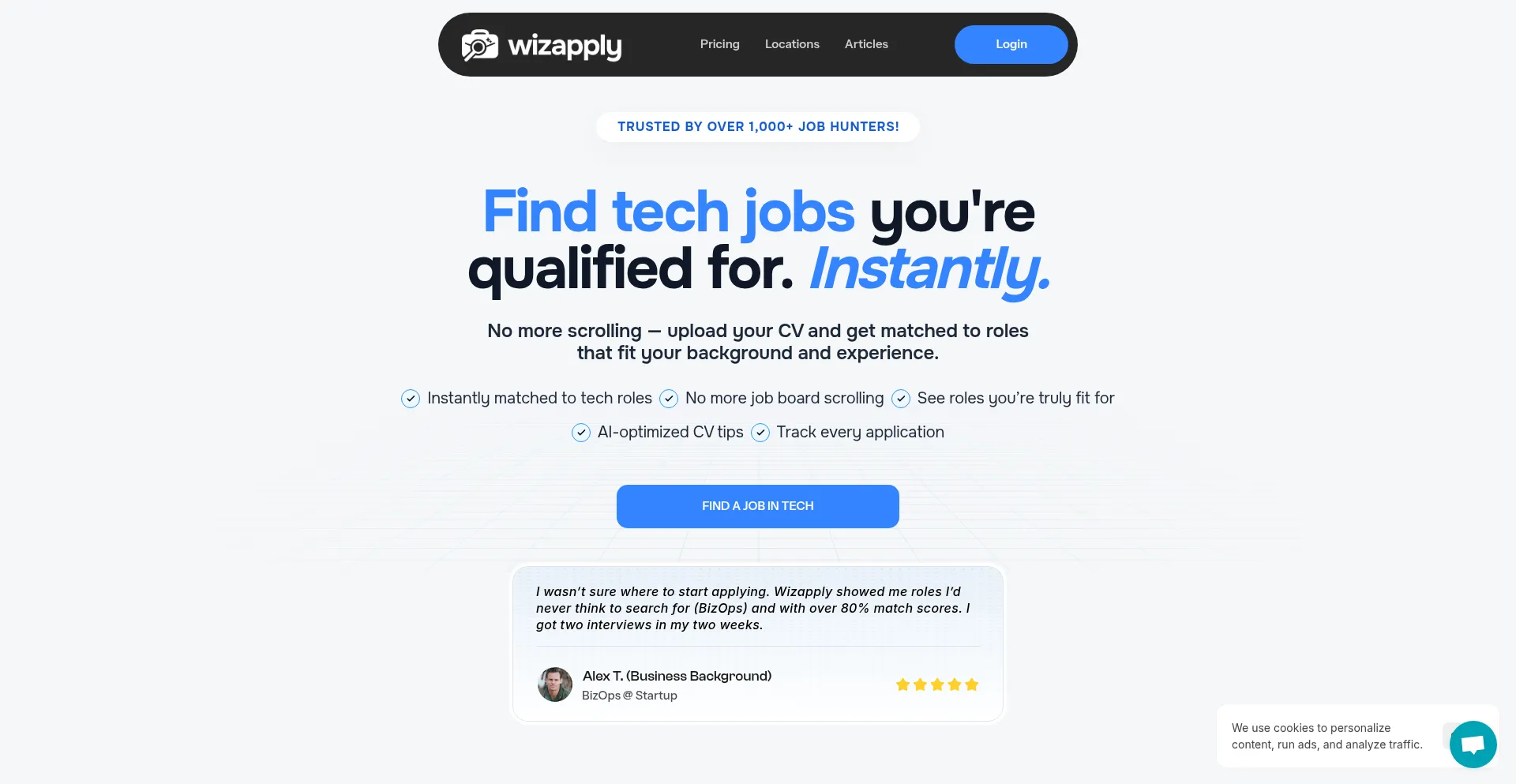 Website screenshot of Wizapply.app