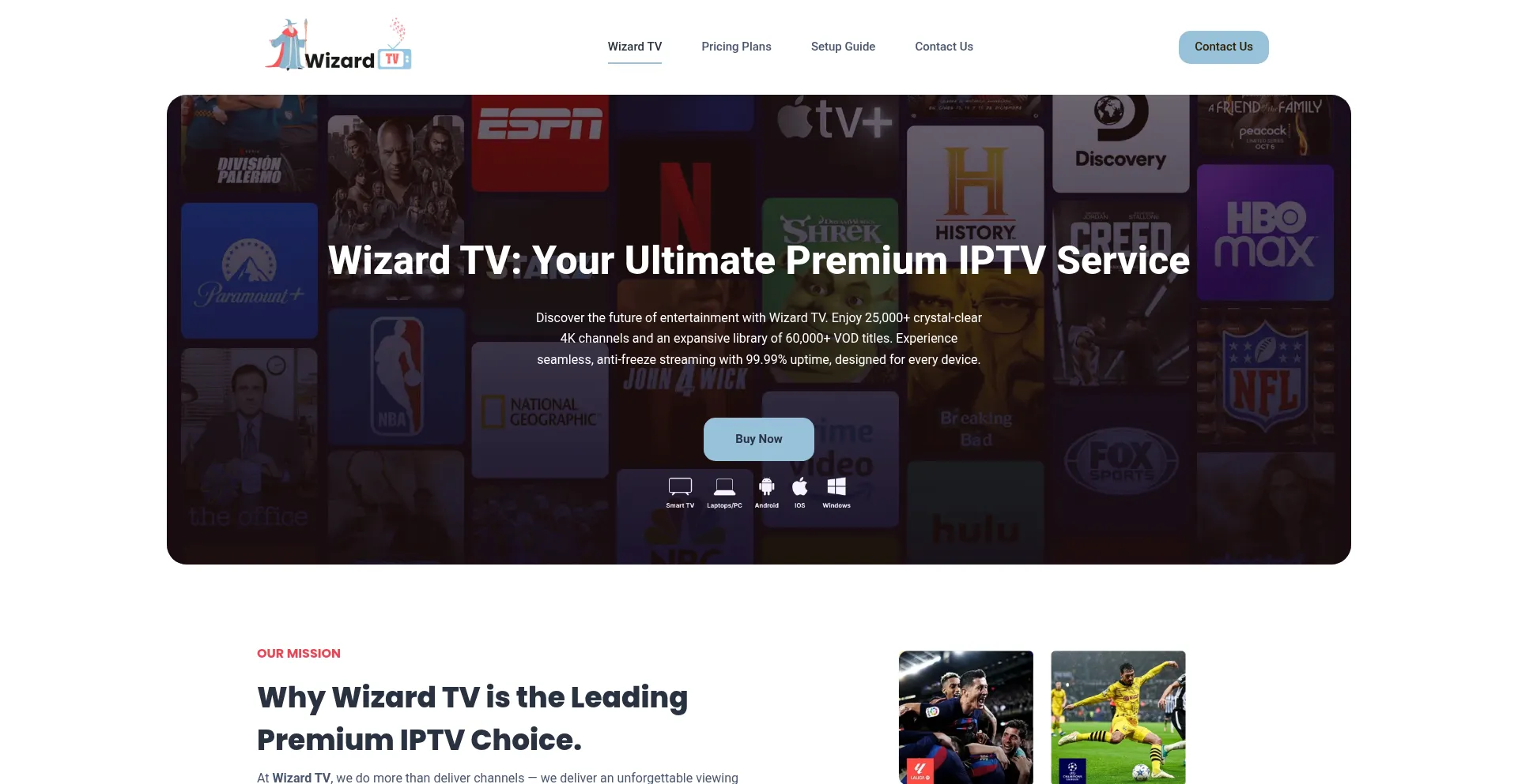 Website screenshot of Wizardtv.io
