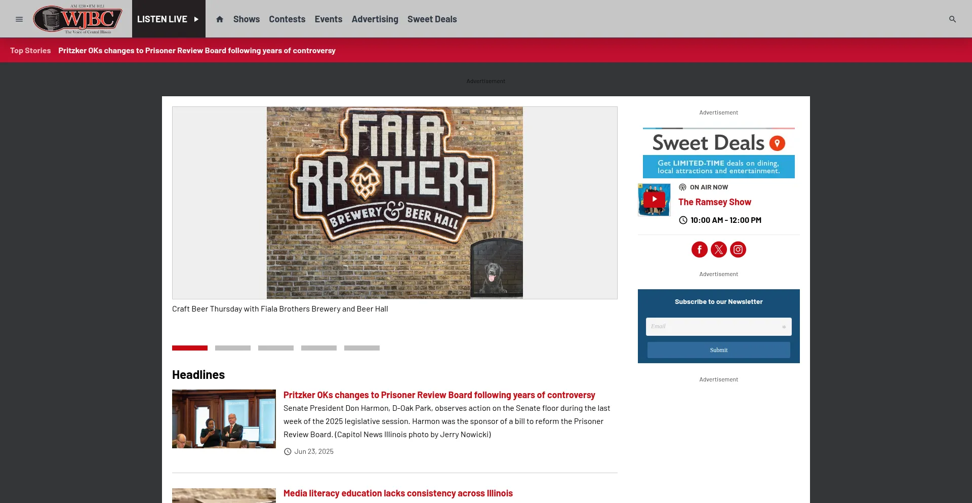 Website screenshot of Wjbc.com