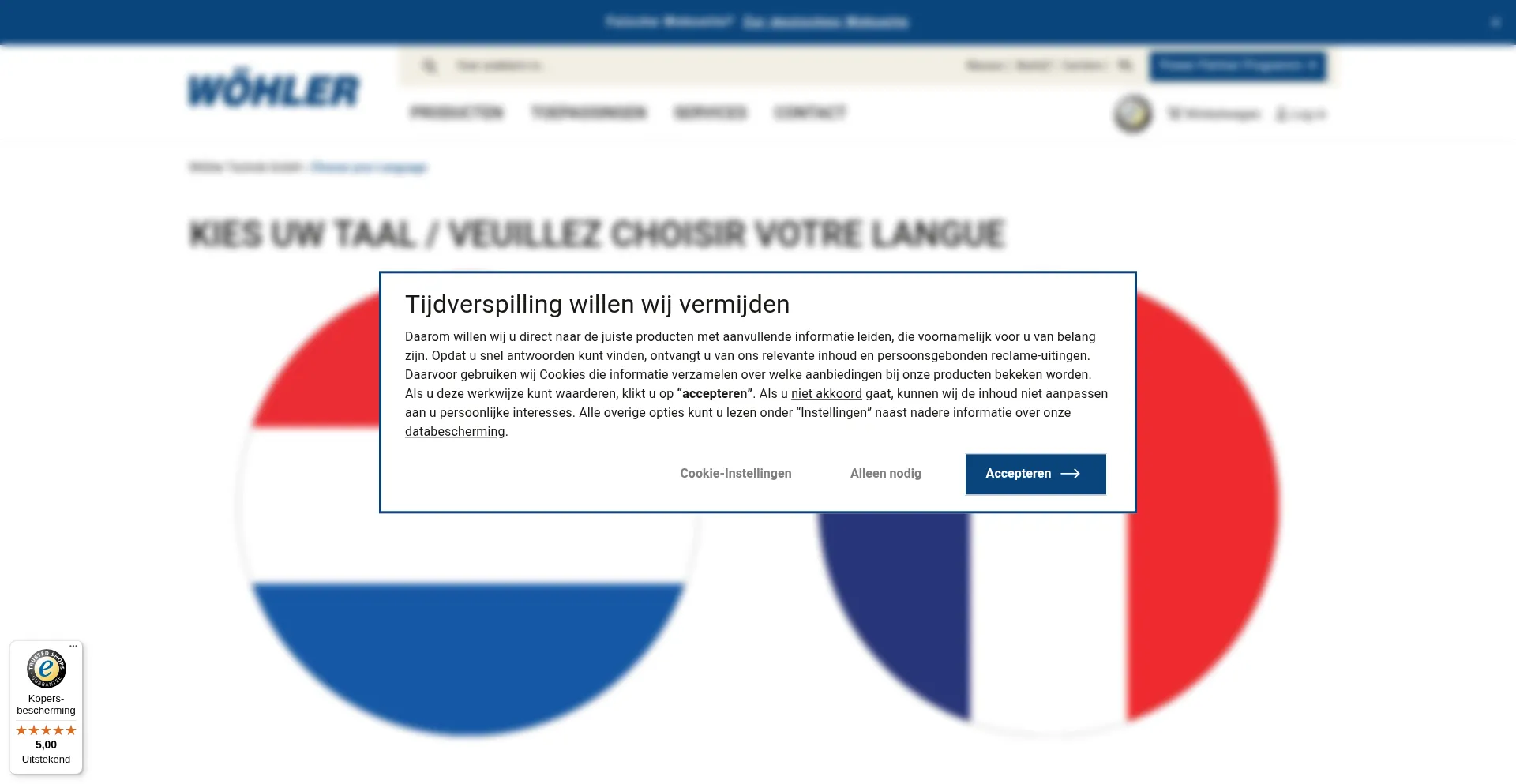 Website screenshot of Woehler.be
