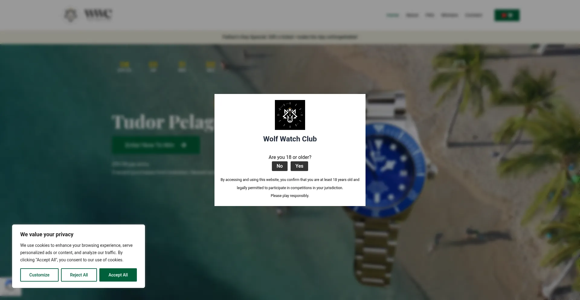 Website screenshot of Wolfwatchclub.com