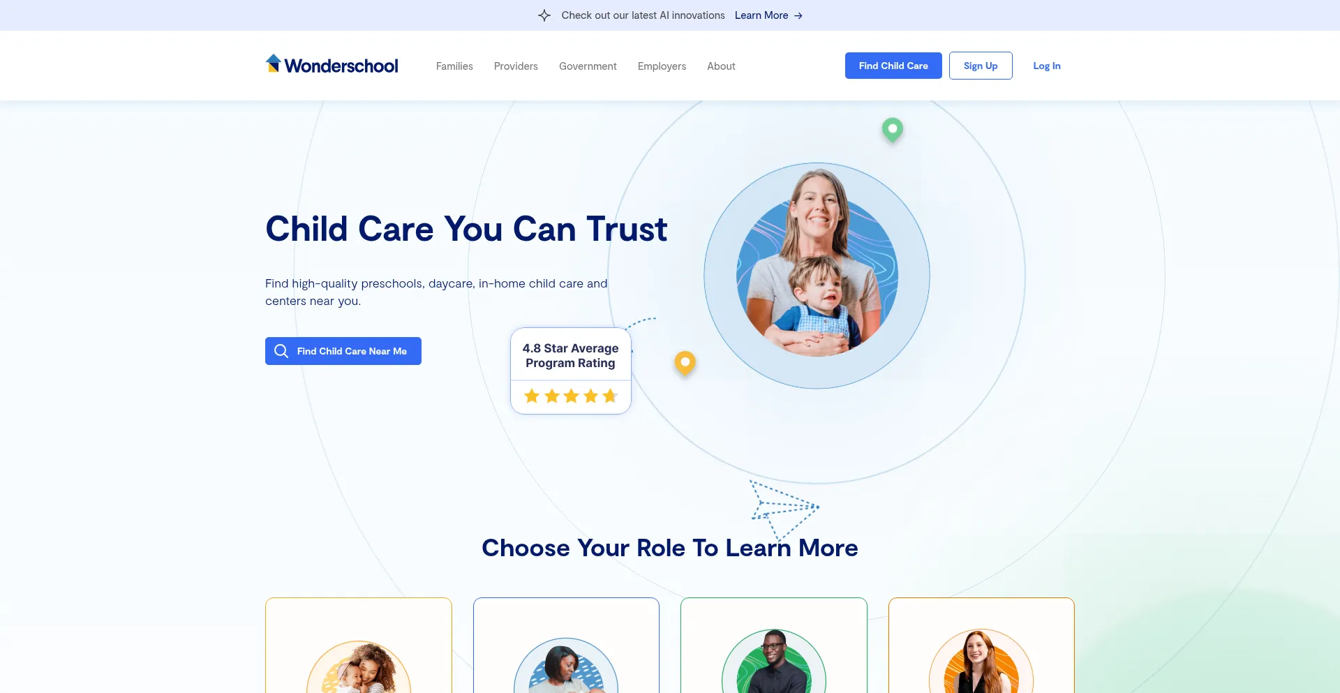 Website screenshot of Wonderschool.com