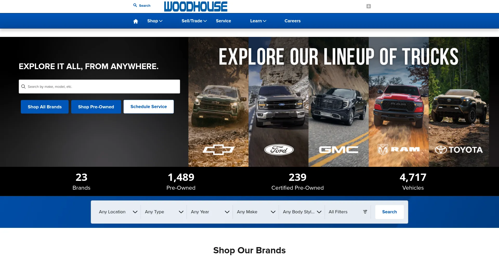 Website screenshot of Woodhouse.com