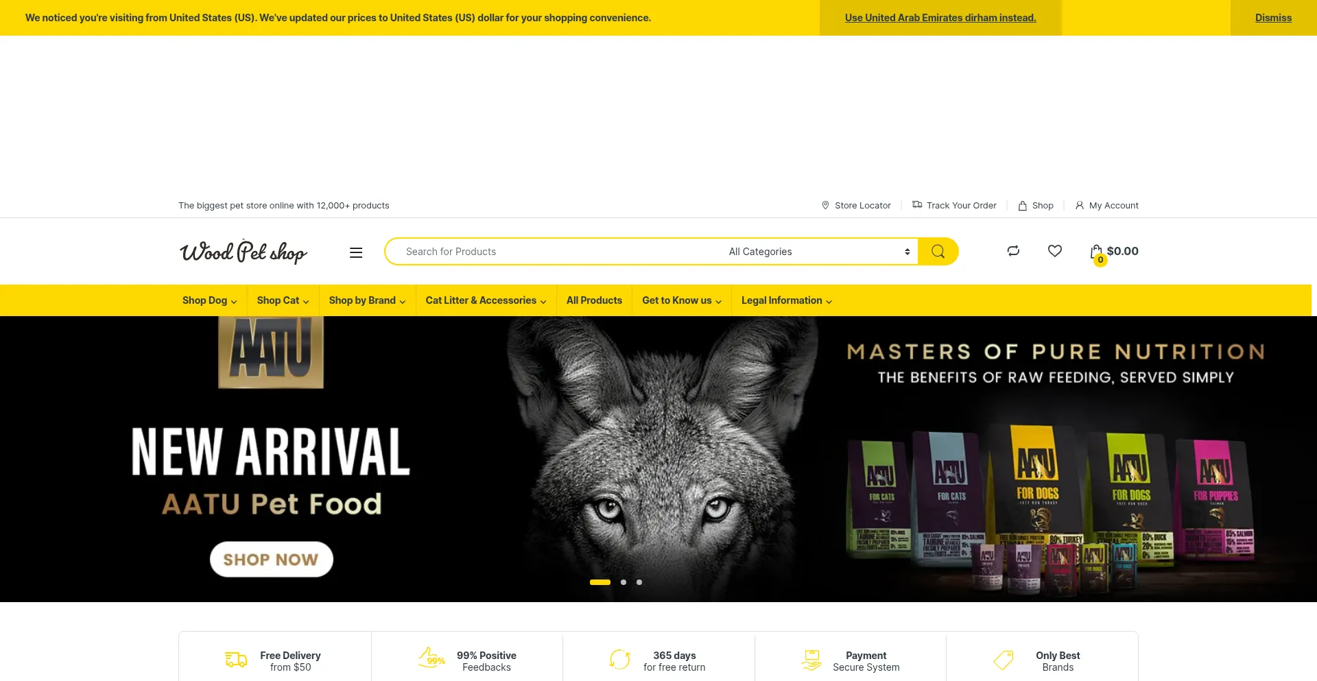 Website screenshot of Woodpetstore.com