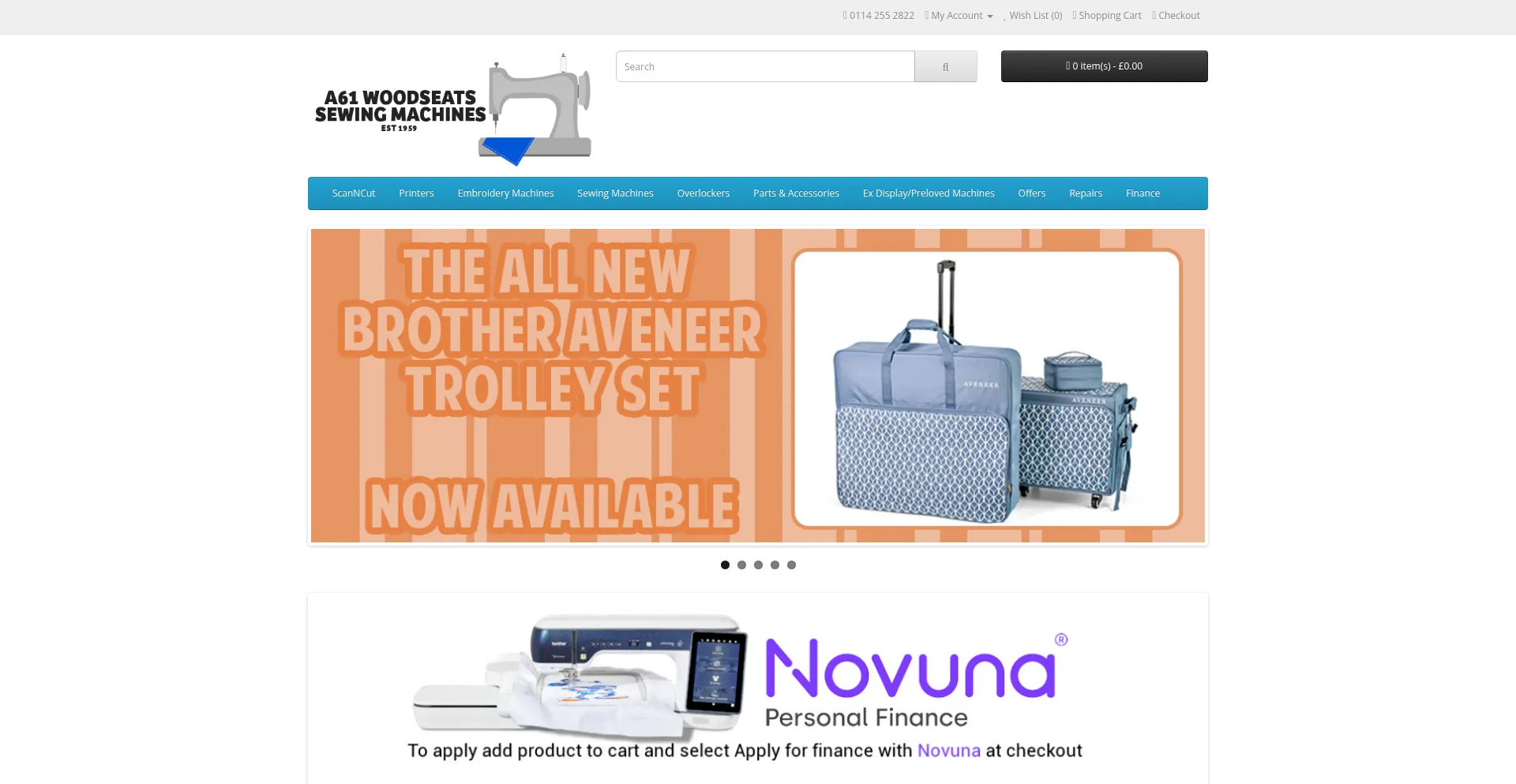 Website screenshot of Woodseatssewingmachinesshop.co.uk