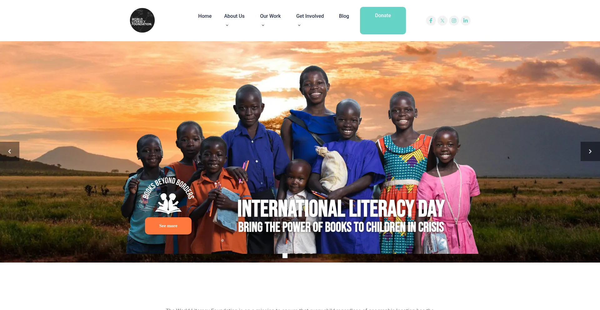 Website screenshot of Worldliteracyfoundation.org