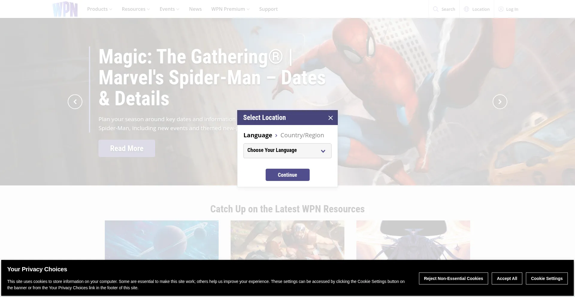Website screenshot of Wpn.wizards.com