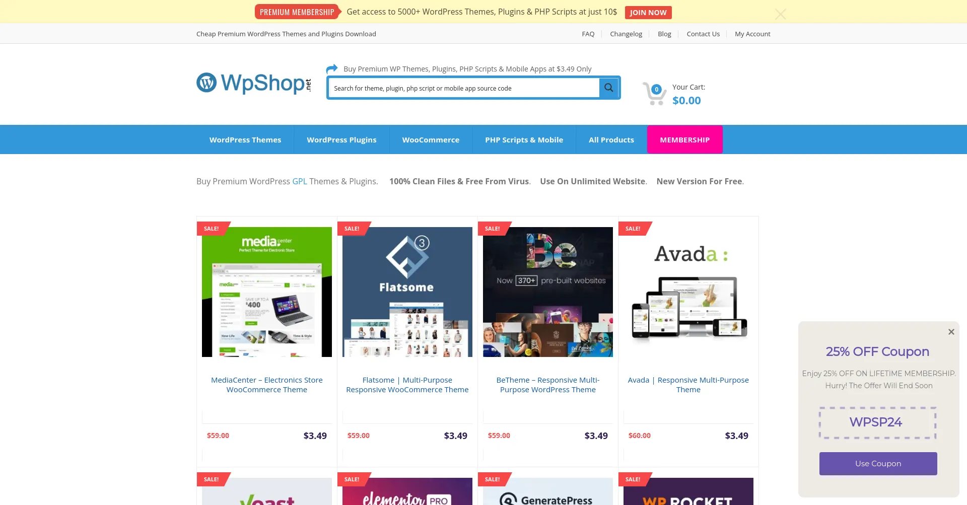 Website screenshot of Wpshop.net