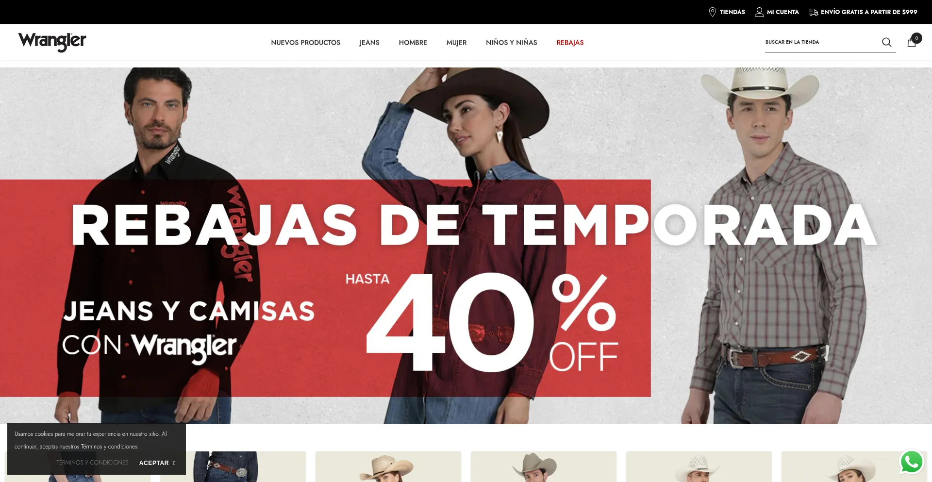 Website screenshot of Wrangler.com.mx