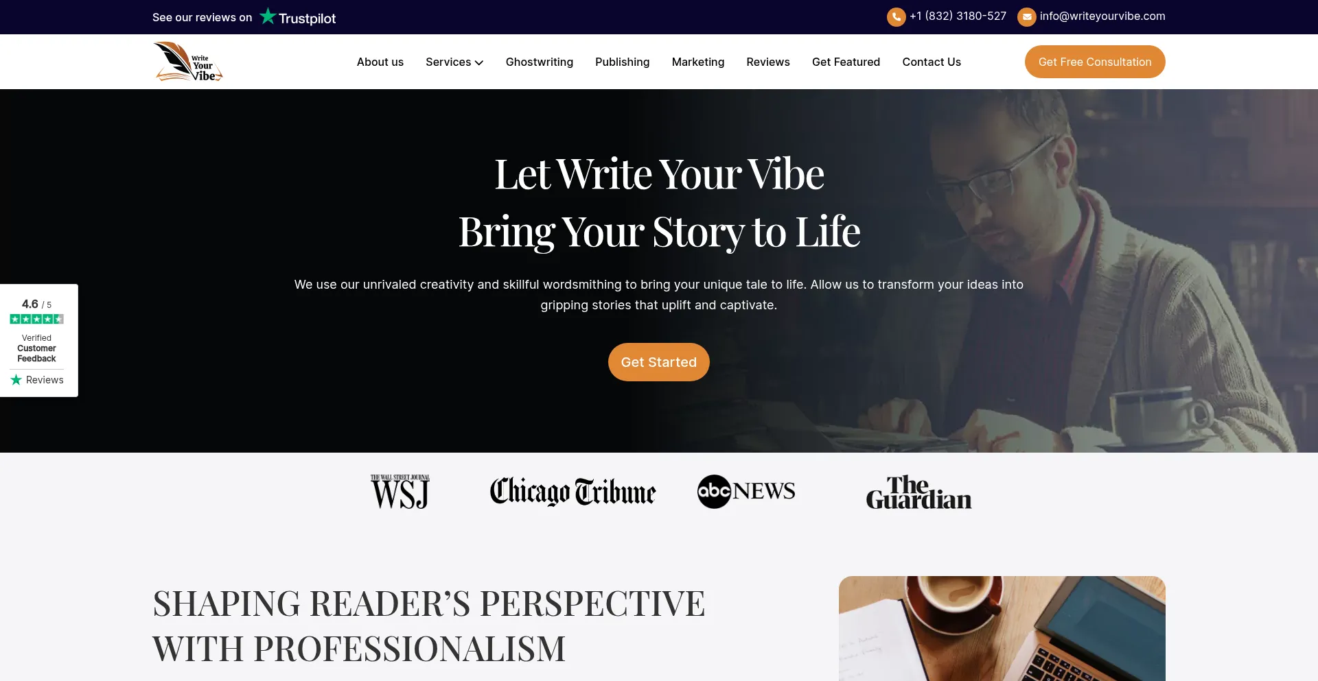 Website screenshot of Writeyourvibe.com
