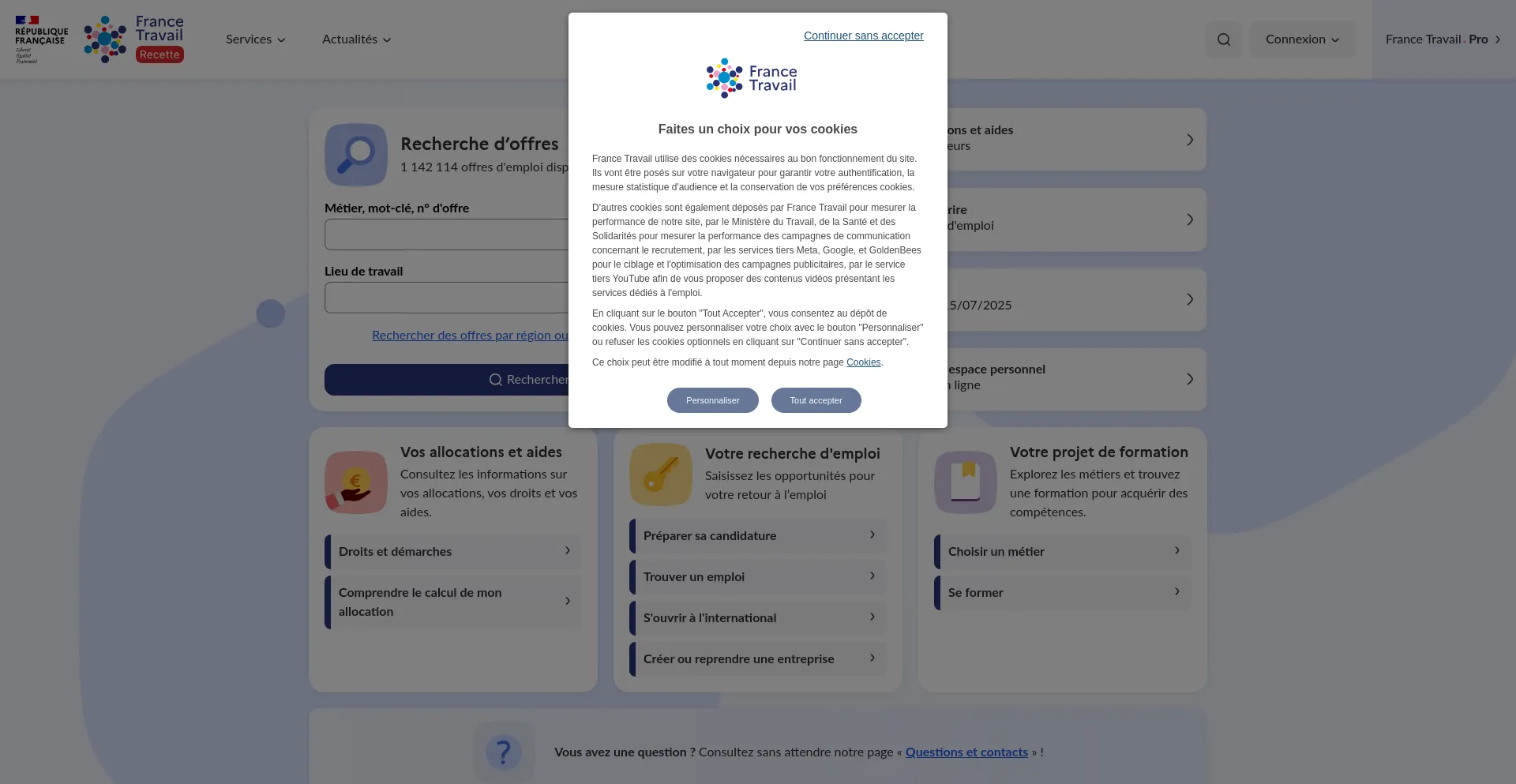 Website screenshot of Www-r.ft-qvr.fr