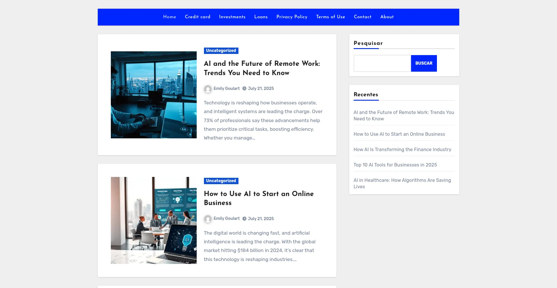 Website screenshot of Wwwnegociosonline.com
