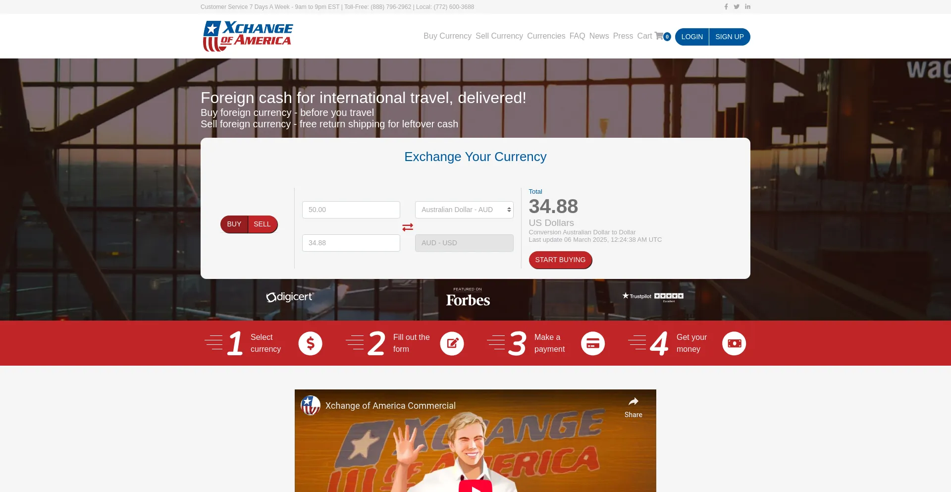 Website screenshot of Xchangeofamerica.com