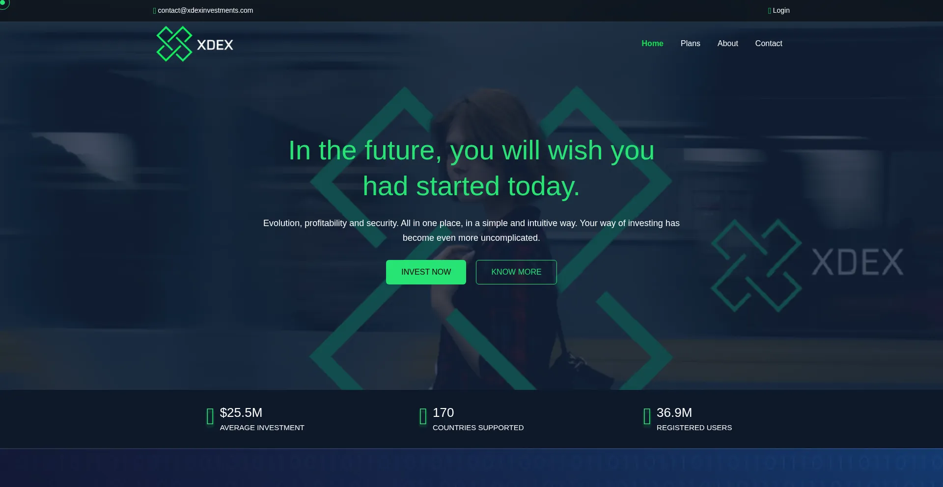 Website screenshot of Xdexinvestments.com