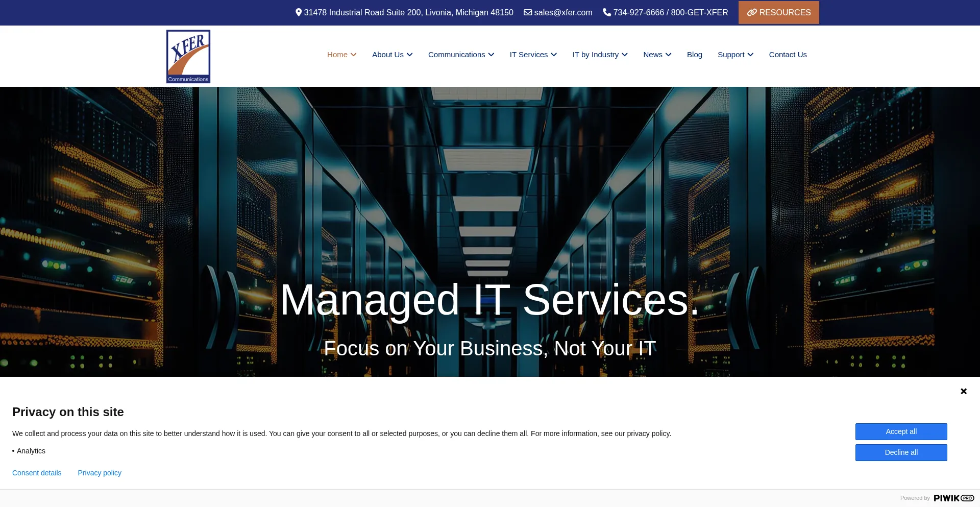 Website screenshot of Xfer.com