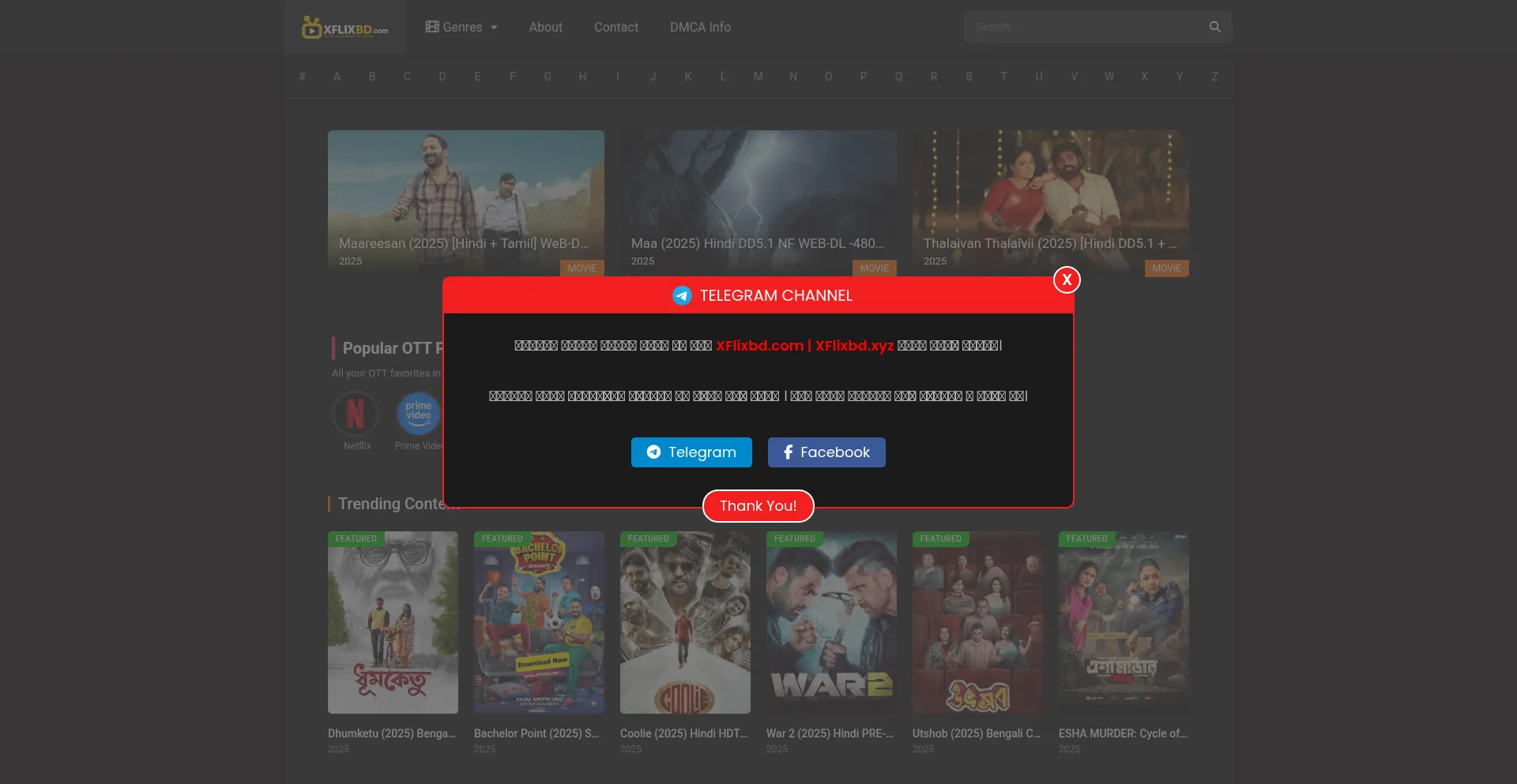 Website screenshot of Xflixbd.com
