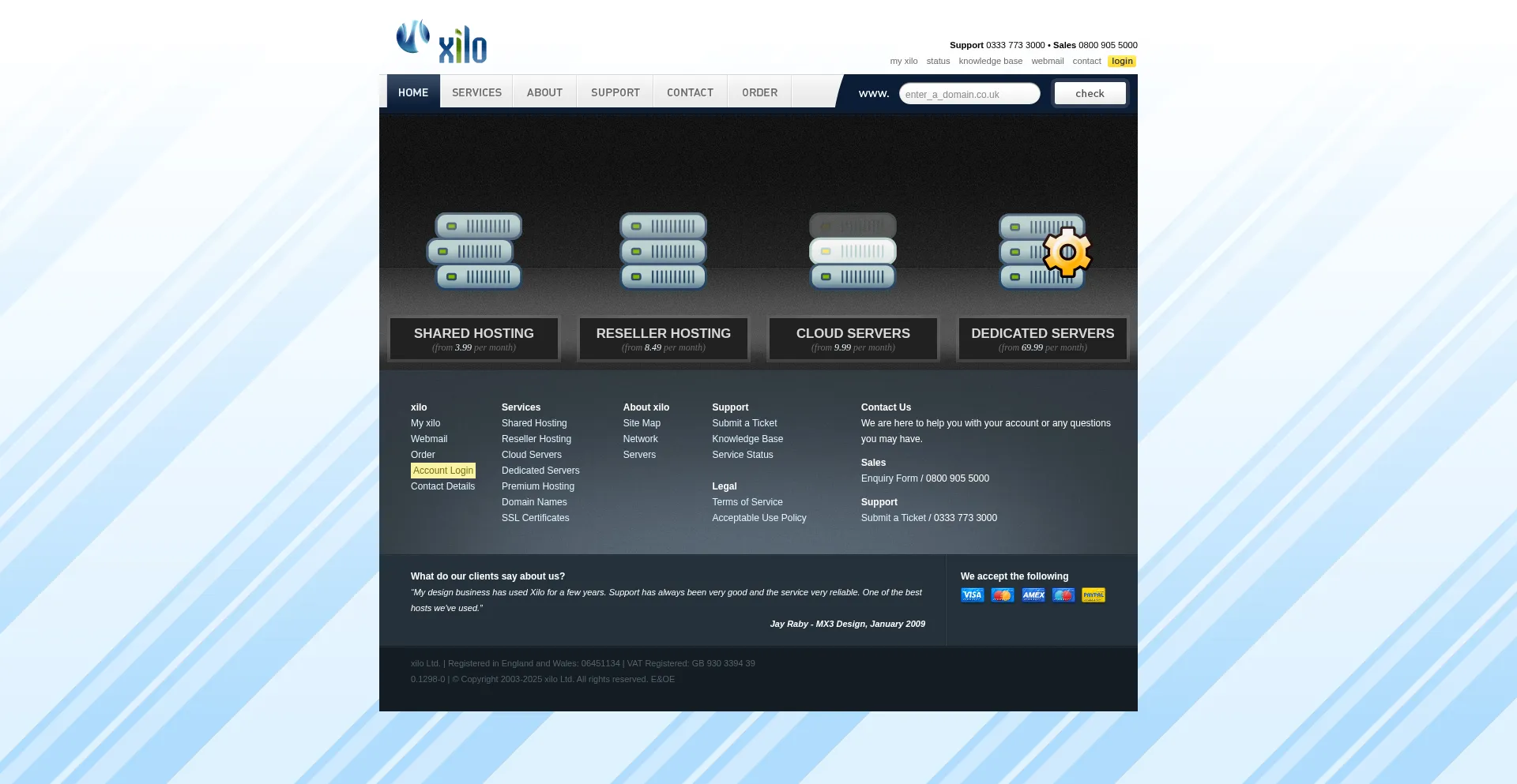 Website screenshot of Xilo.net
