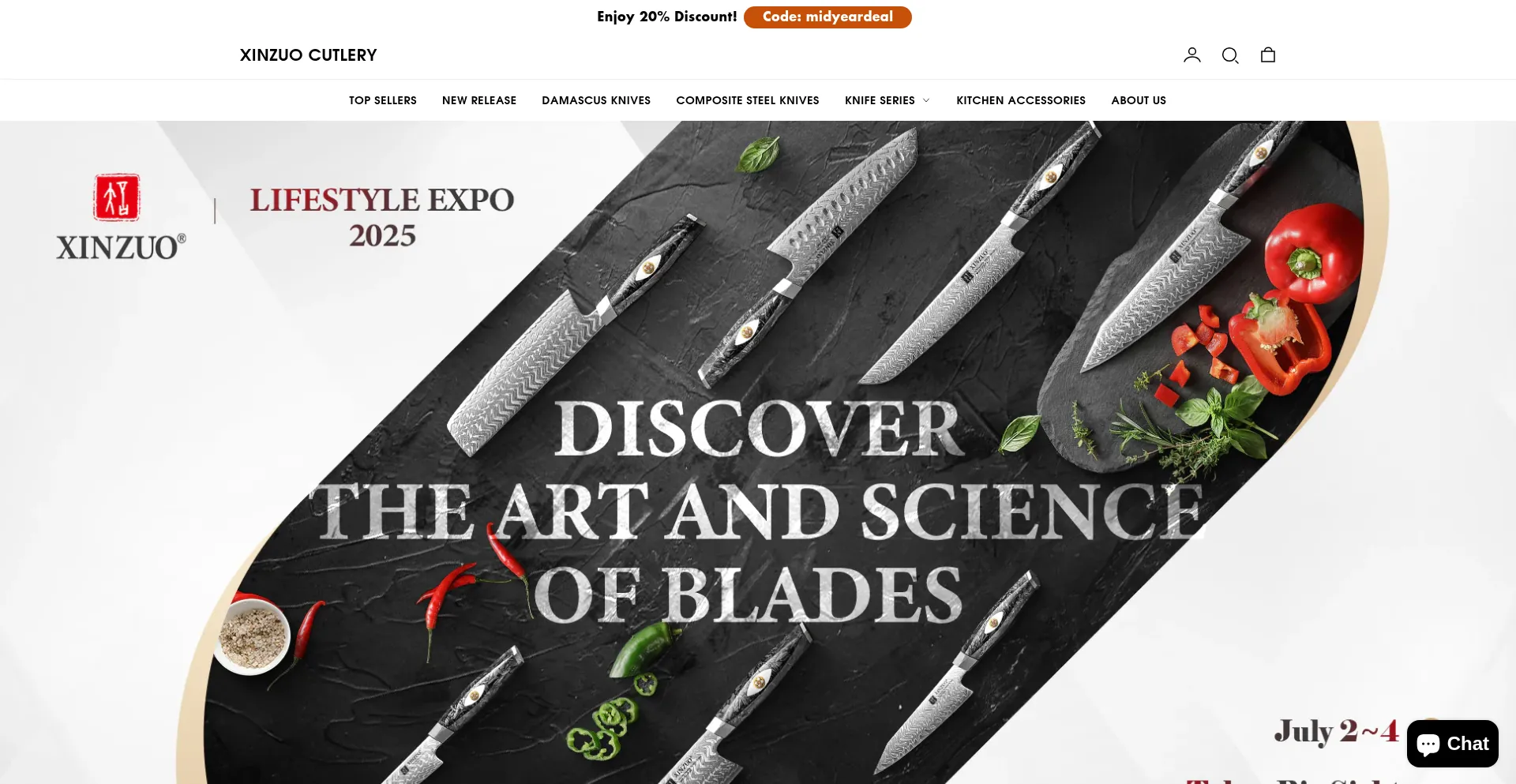 Website screenshot of Xinzuocutlery.com