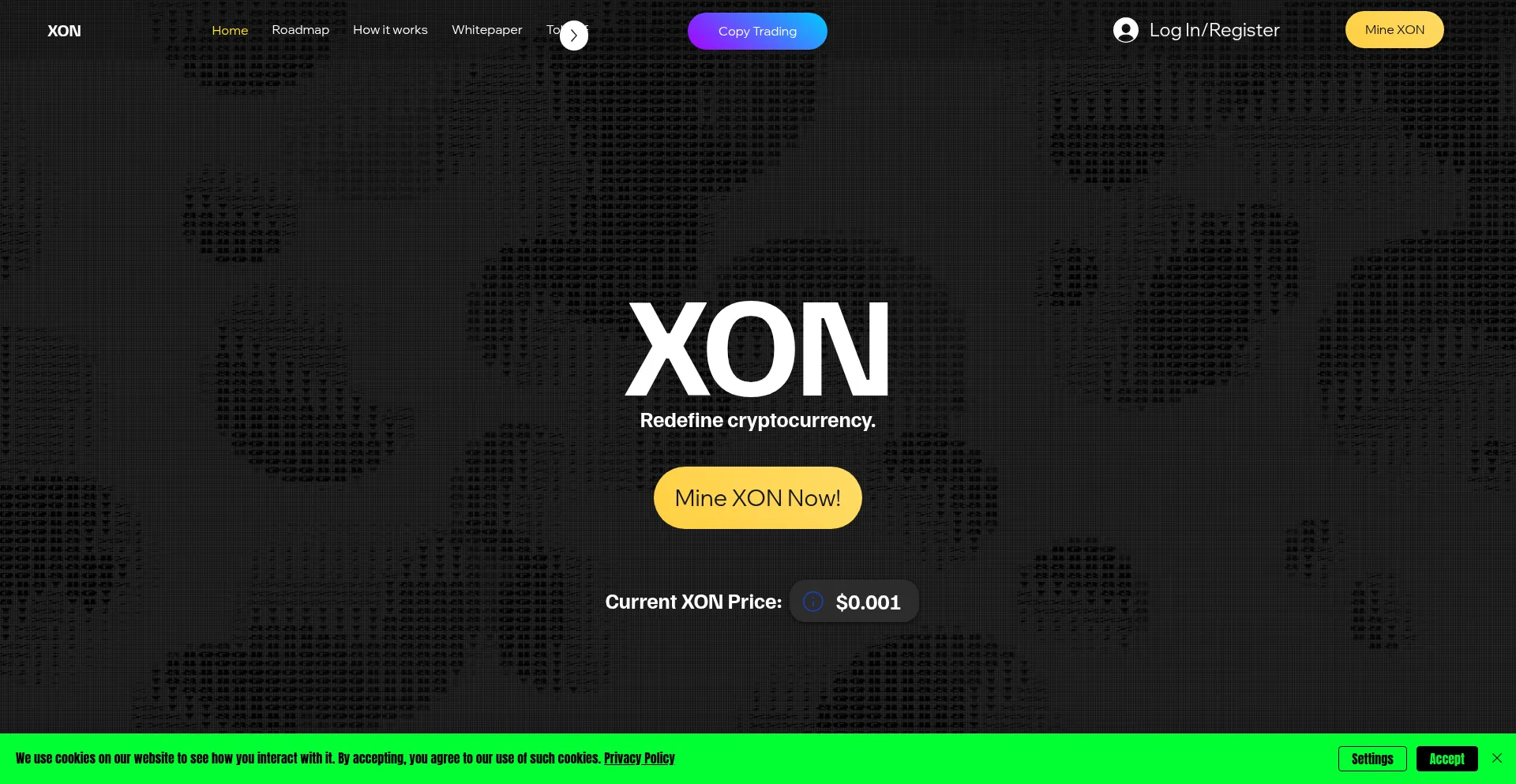 Website screenshot of Xonuniverse.com