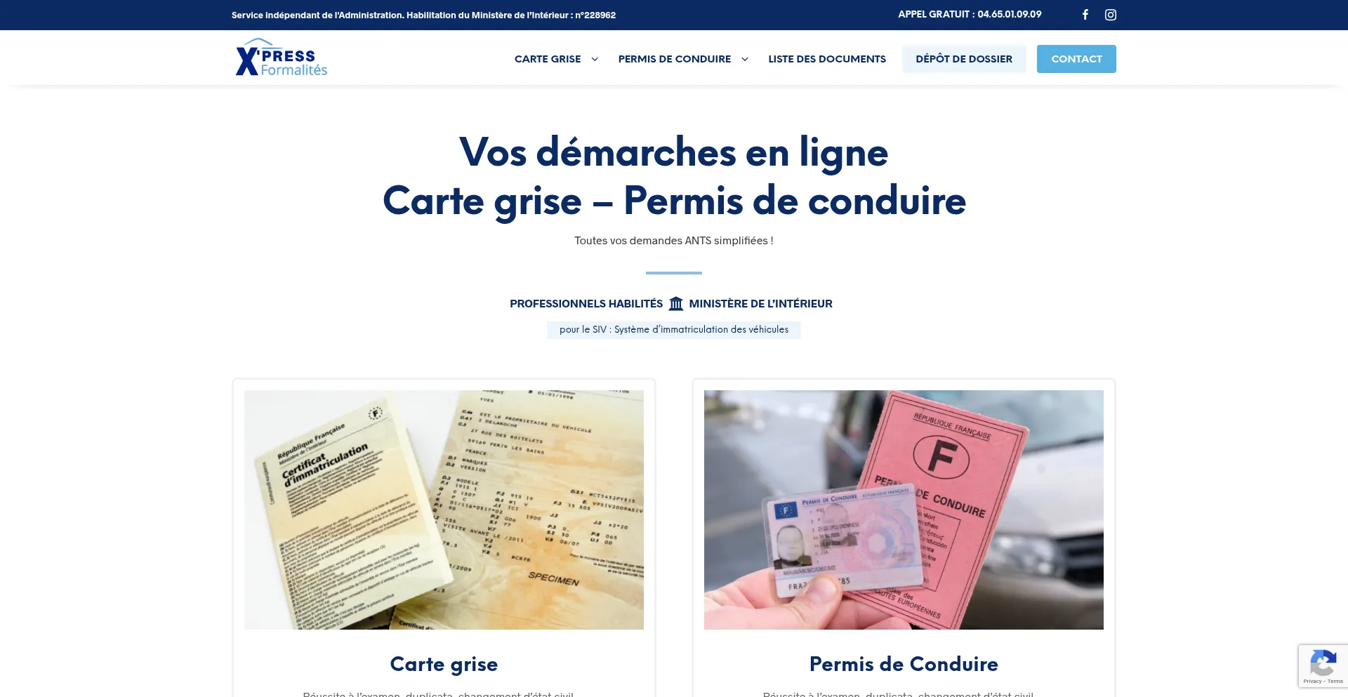 Website screenshot of Xpformalites.fr