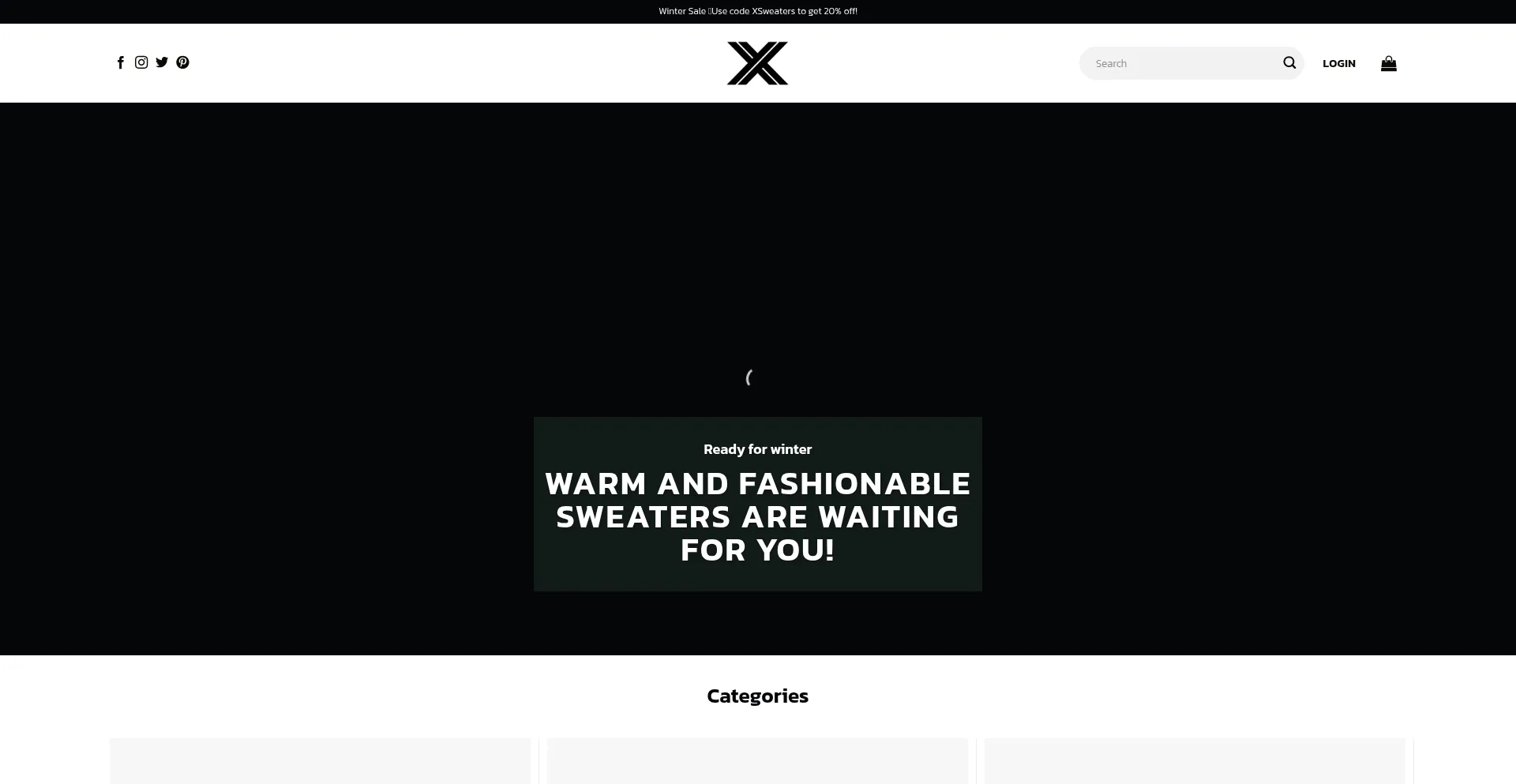Website screenshot of Xsweaters.com