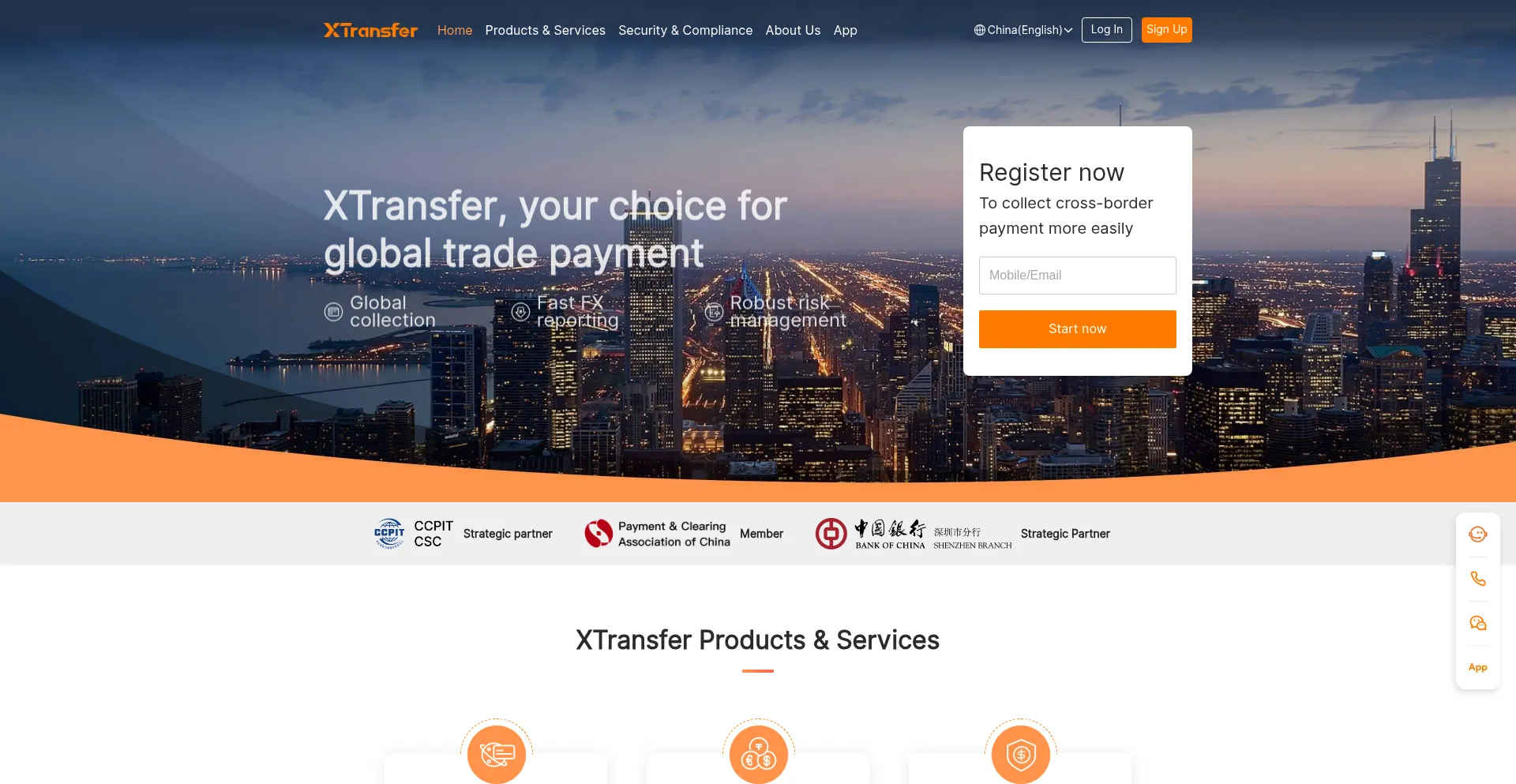 Website screenshot of Xtransfer.cn