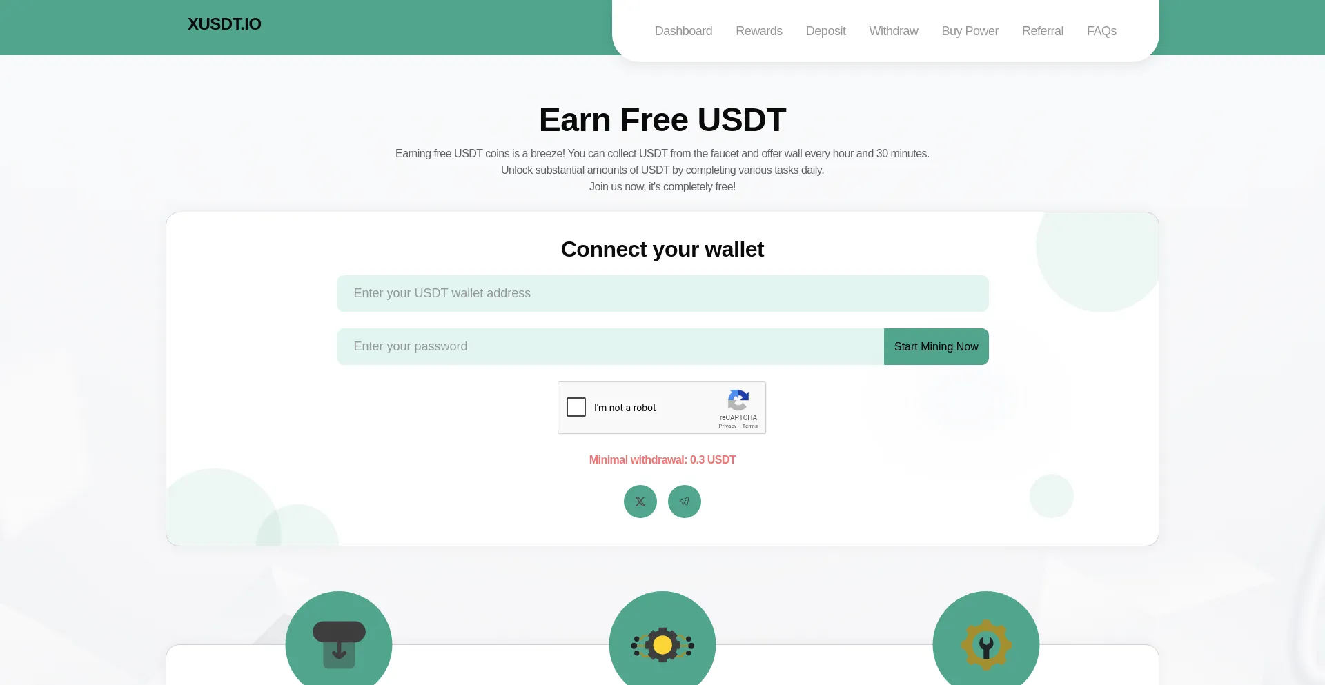 Website screenshot of Xusdt.io