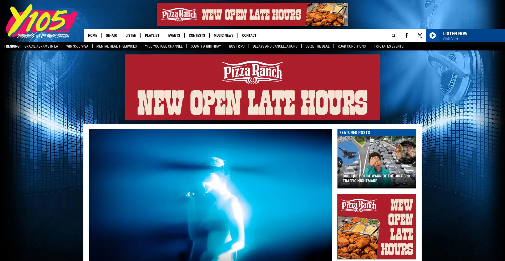 Website screenshot of Y105music.com