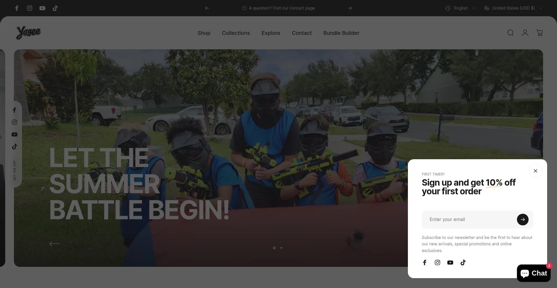 Website screenshot of Yagee.shop