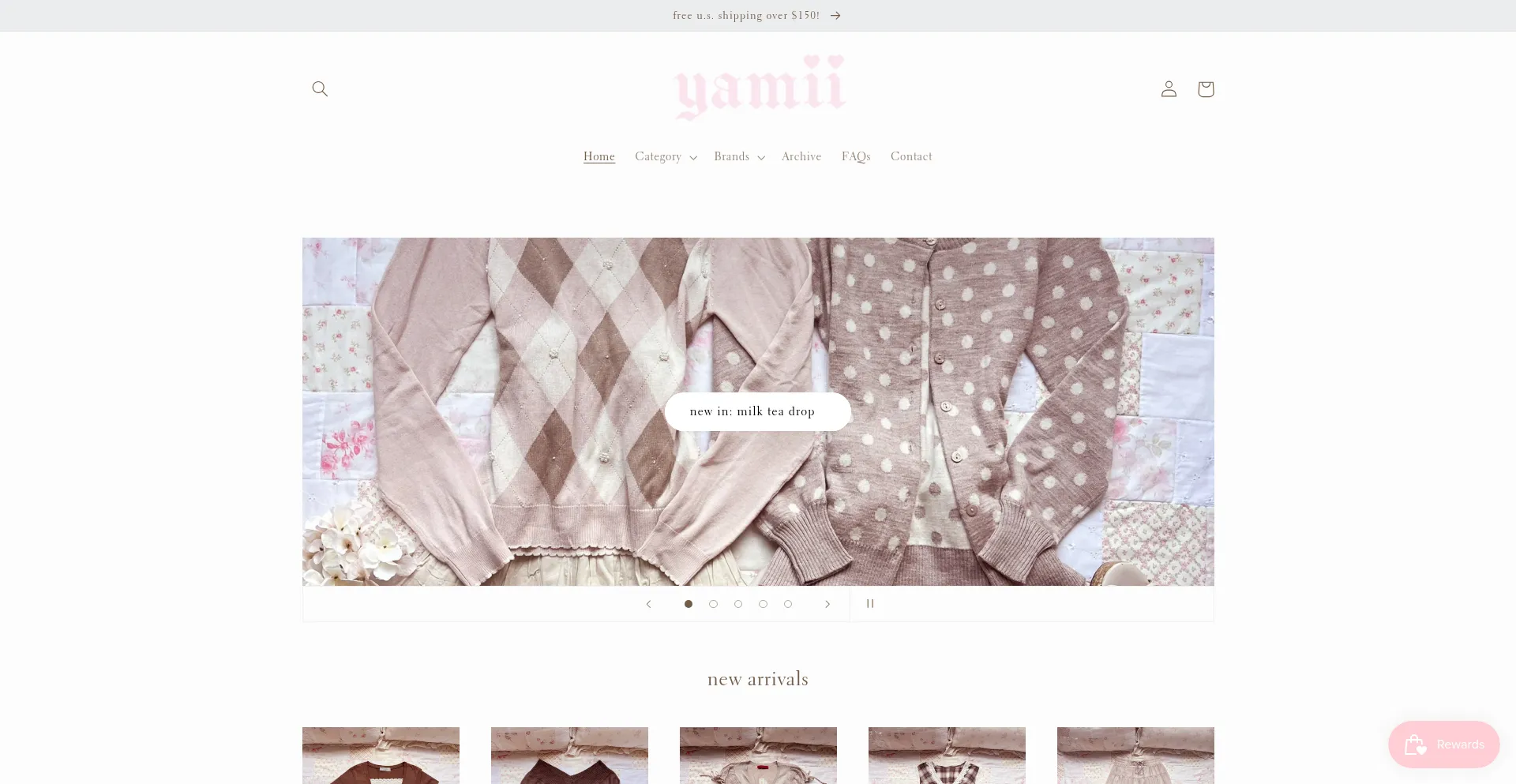 Website screenshot of Yamiishop.com