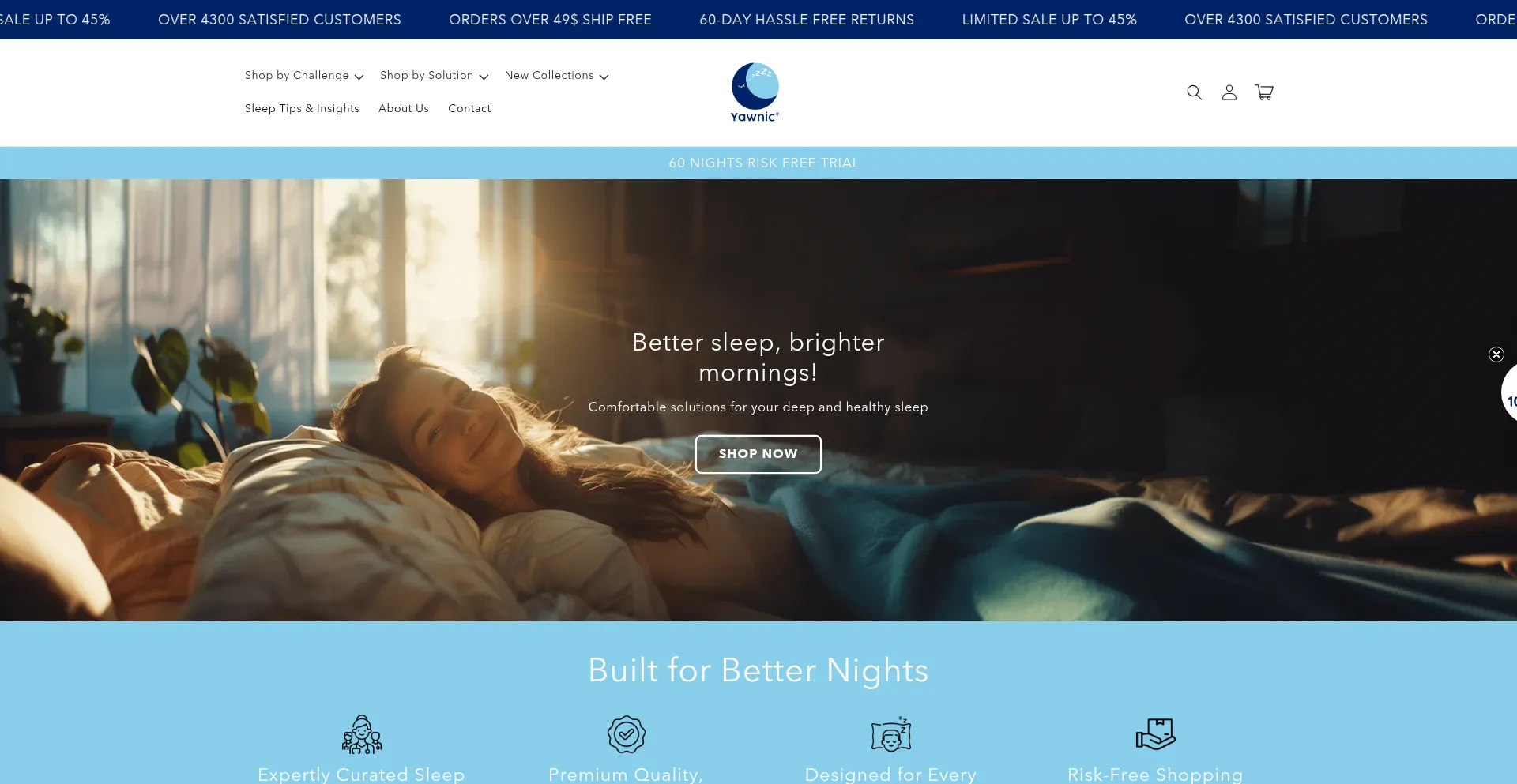 Website screenshot of Yawnic.com